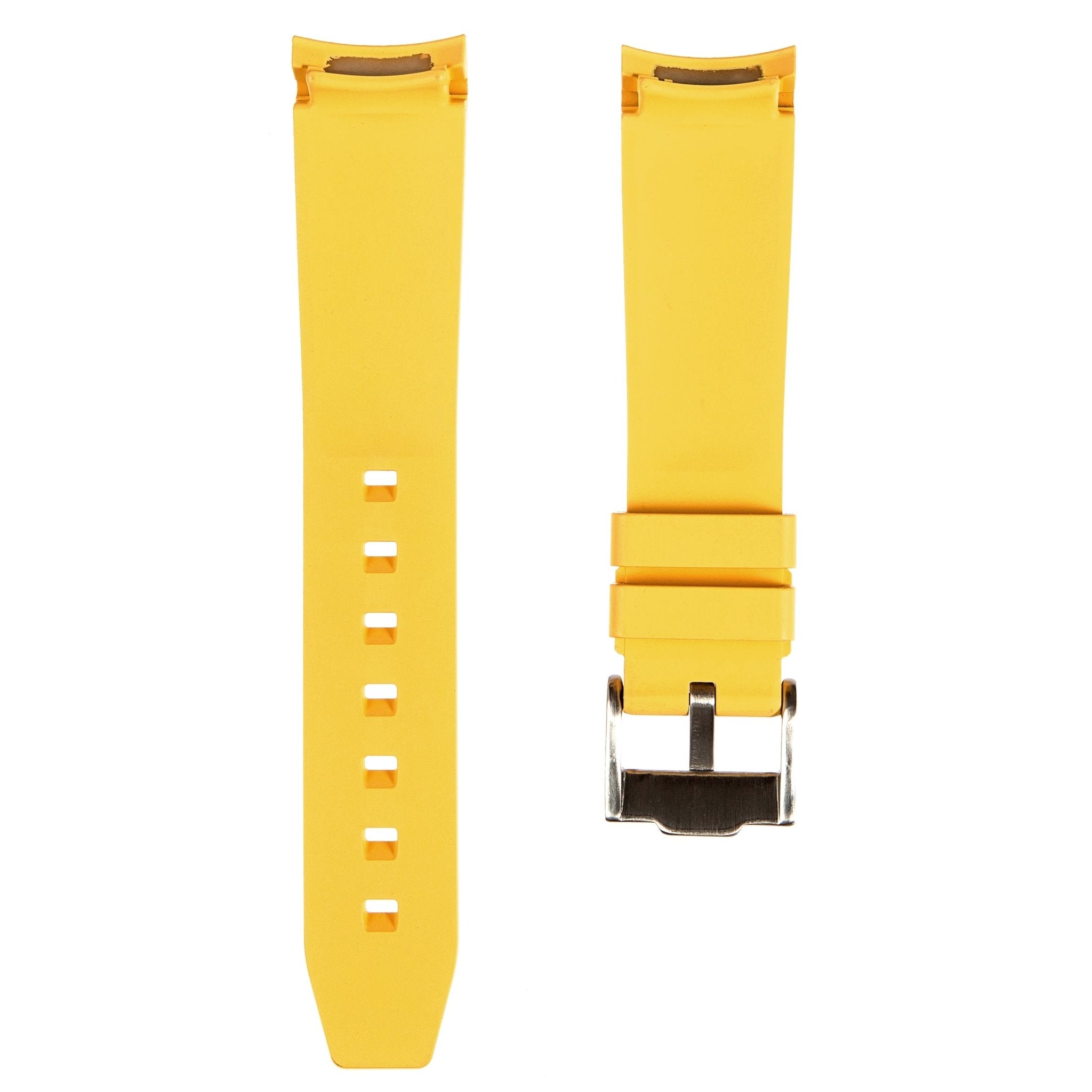 Forge Curved End FKM Rubber Strap – Compatible with Omega Moonwatch – Pale Yellow (2421) -Strapseeker