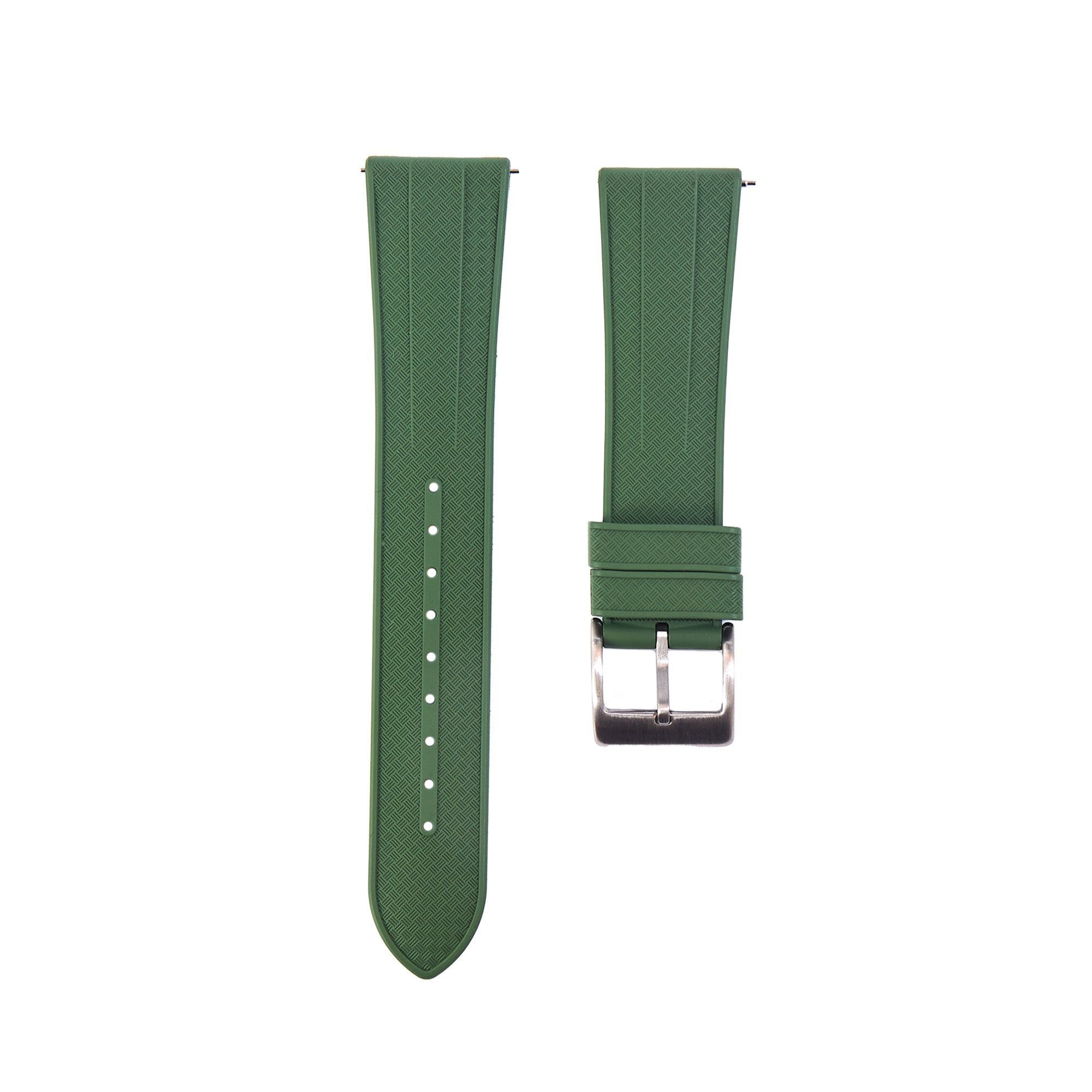 Grid FKM Rubber Strap - Quick-Release - Compatible with Blancpain x Swatch - Army Green (2412) -StrapSeeker