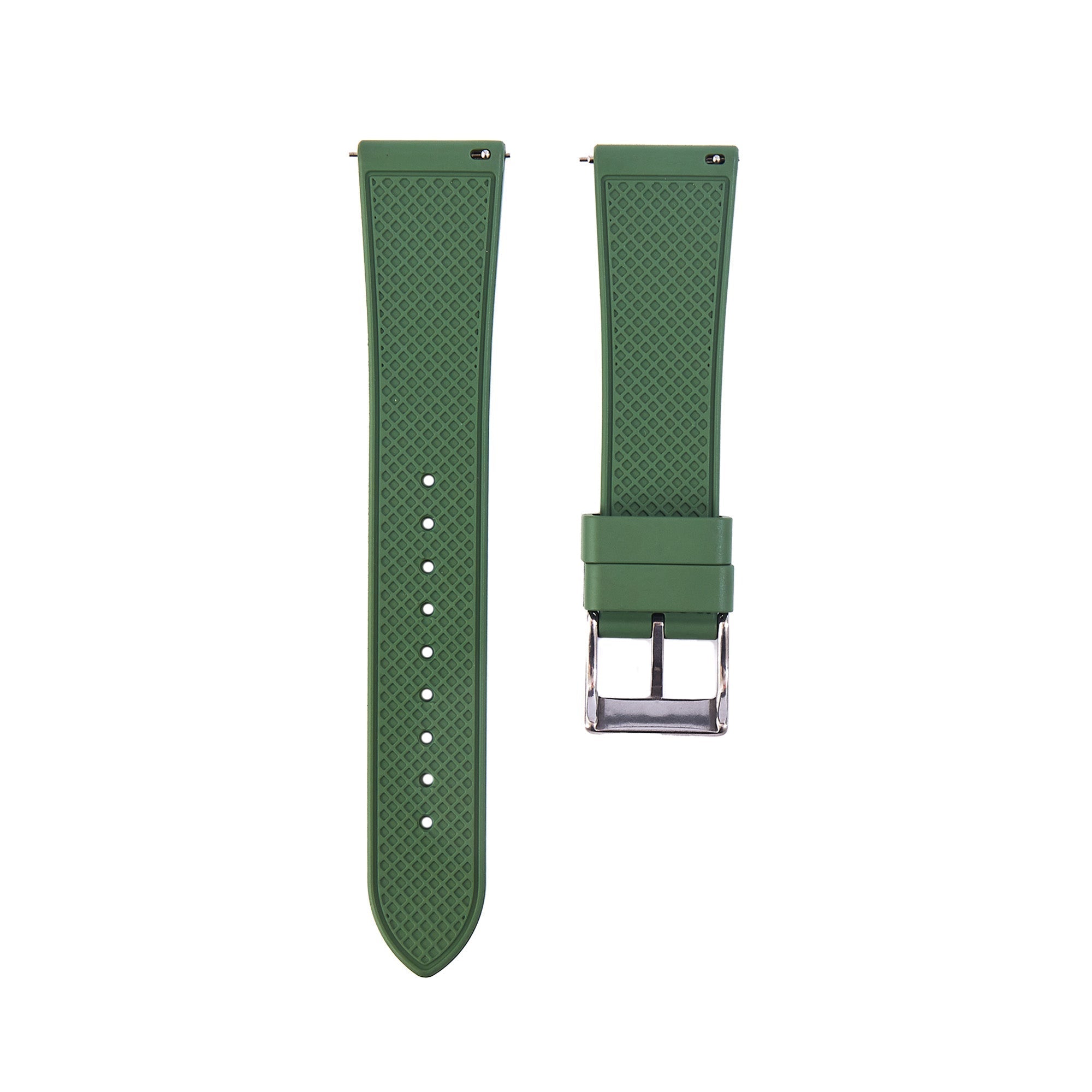 Grid FKM Rubber Strap - Quick-Release - Compatible with Blancpain x Swatch - Army Green (2412) -StrapSeeker