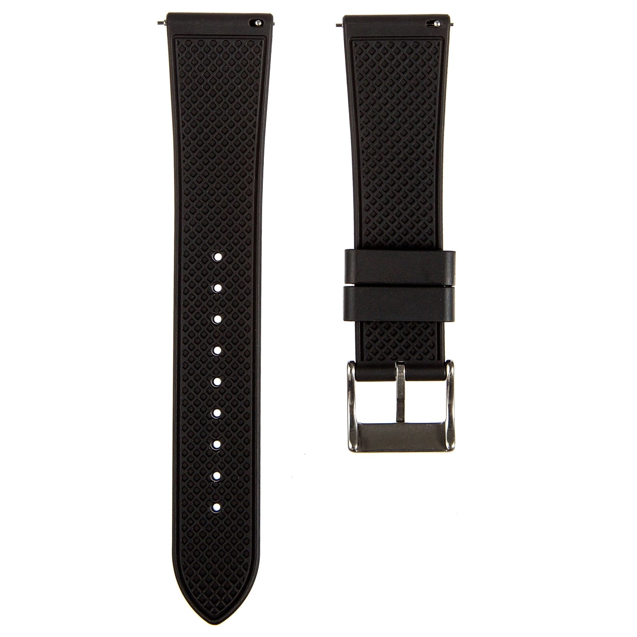 Grid FKM Rubber Strap - Quick-Release – Compatible with Blancpain x Swatch - Black (2412) -StrapSeeker