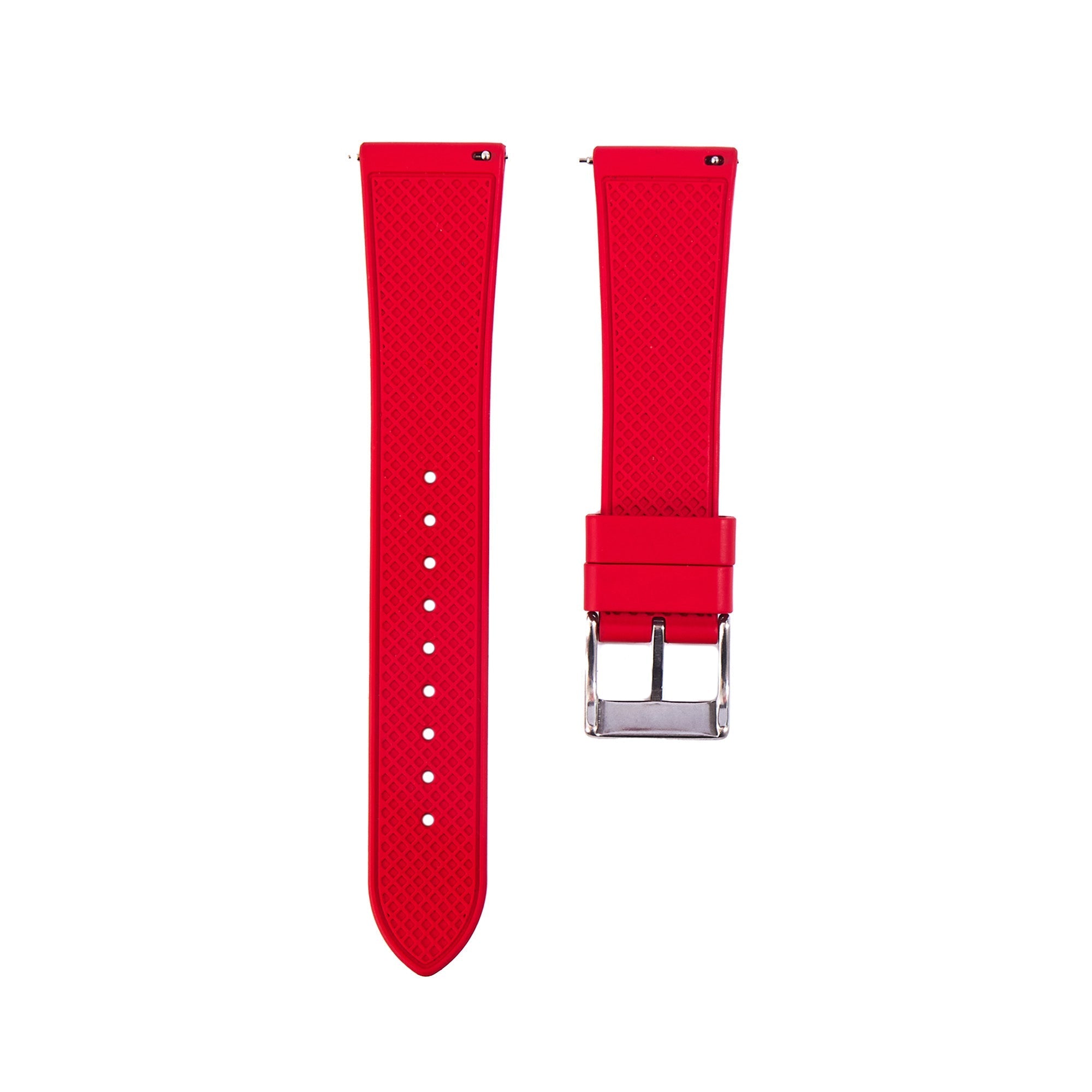 Grid FKM Rubber Strap - Quick-Release - Compatible with Blancpain x Swatch - Bright Red (2412) -StrapSeeker