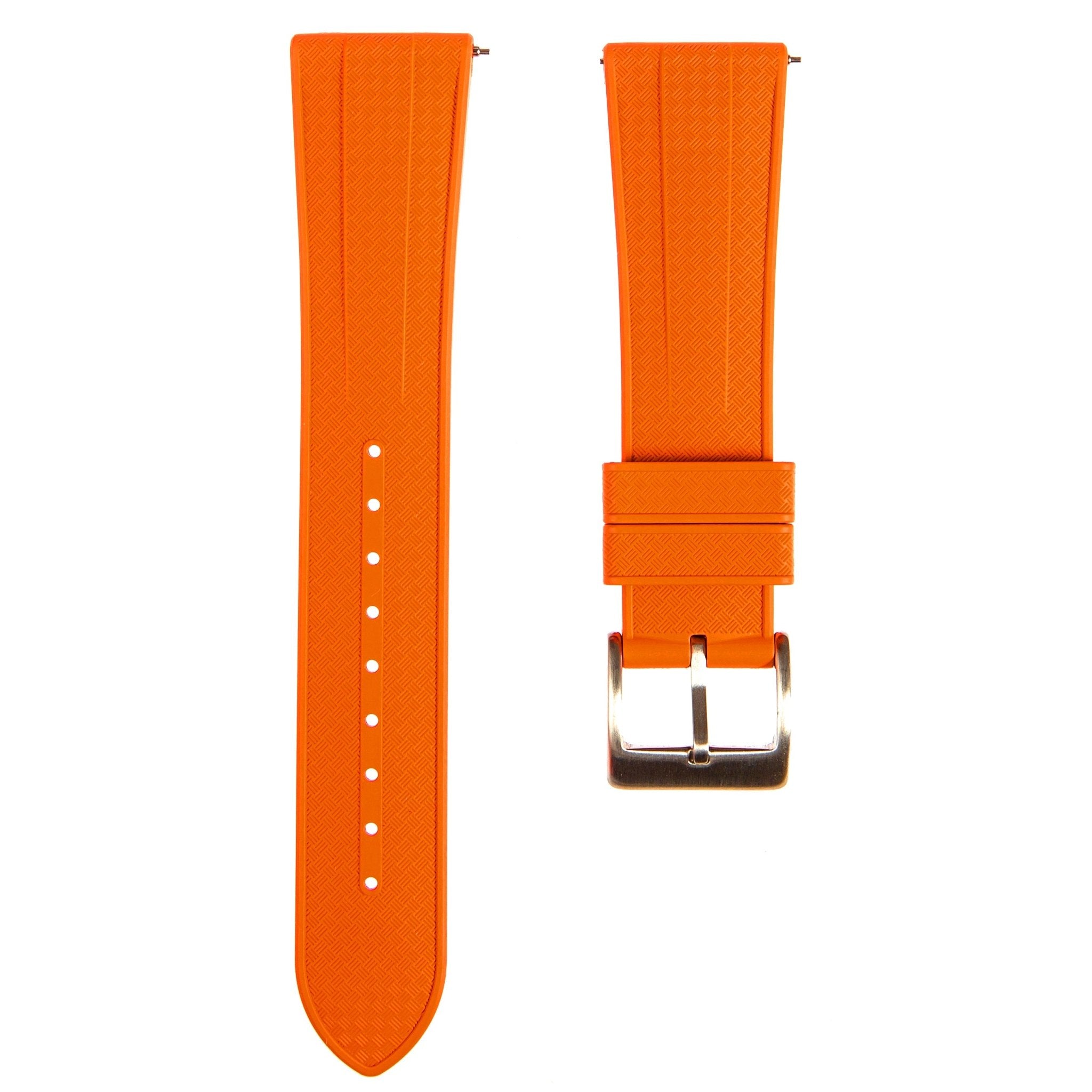 Grid FKM Rubber Strap - Quick-Release – Compatible with Blancpain x Swatch - Orange (2412) -StrapSeeker