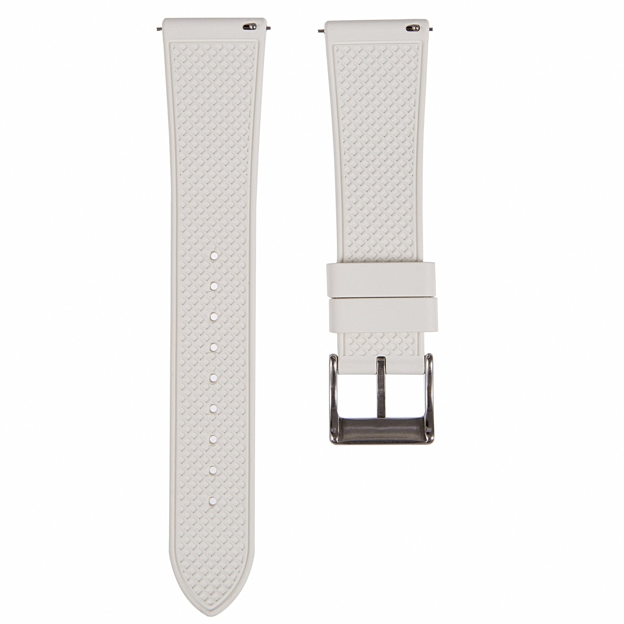 Grid FKM Rubber Strap - Quick-Release – Compatible with Blancpain x Swatch - White (2412) -StrapSeeker