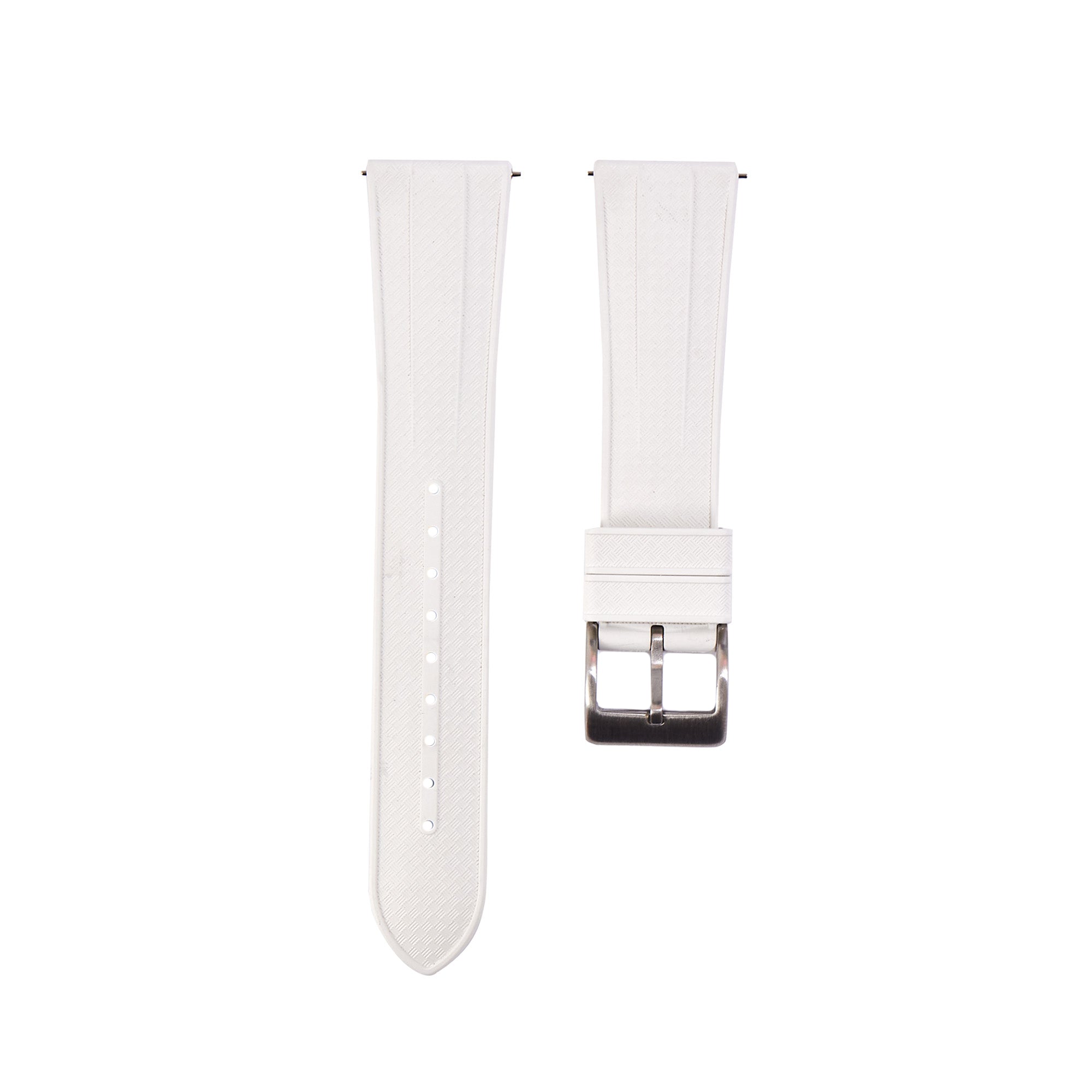 Grid FKM Rubber Strap - Quick-Release – Compatible with Blancpain x Swatch - White (2412) -StrapSeeker