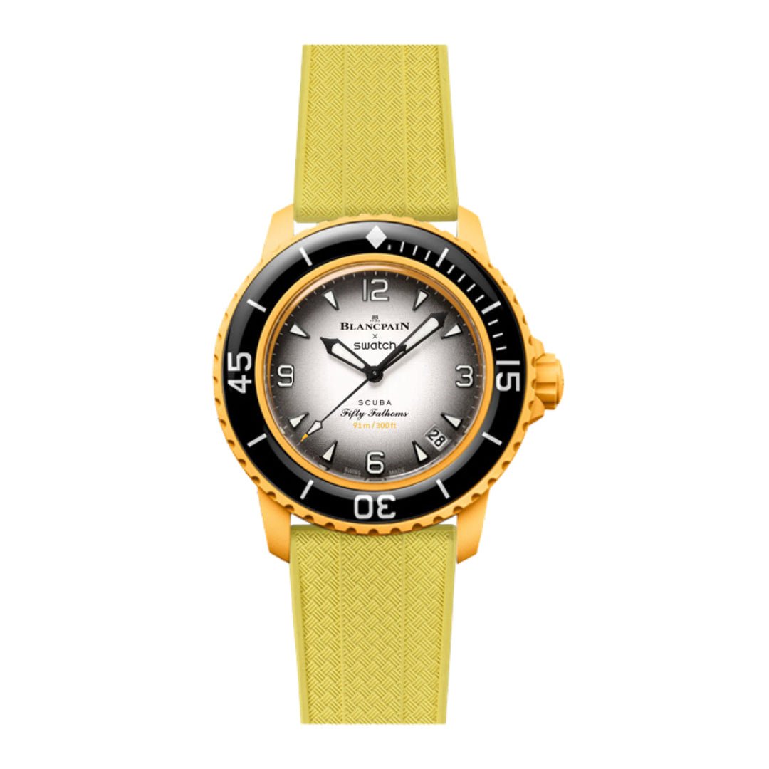 Grid FKM Rubber Strap - Quick-Release – Compatible with Blancpain x Swatch - Yellow (2412) -StrapSeeker