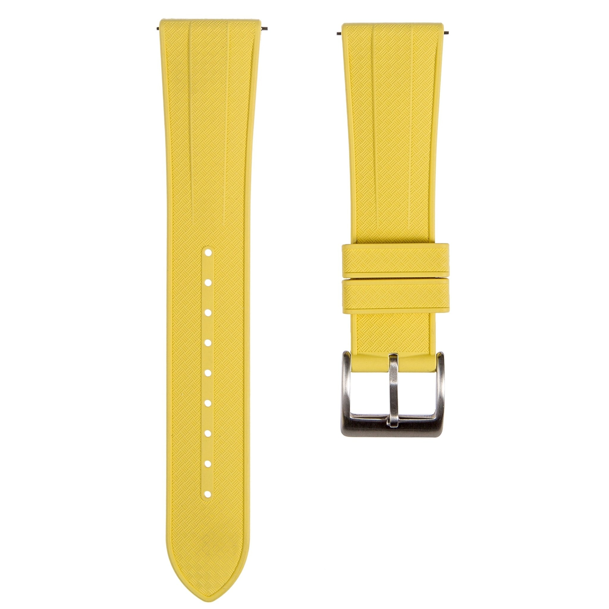 Grid FKM Rubber Strap - Quick-Release – Compatible with Blancpain x Swatch - Yellow (2412) -StrapSeeker