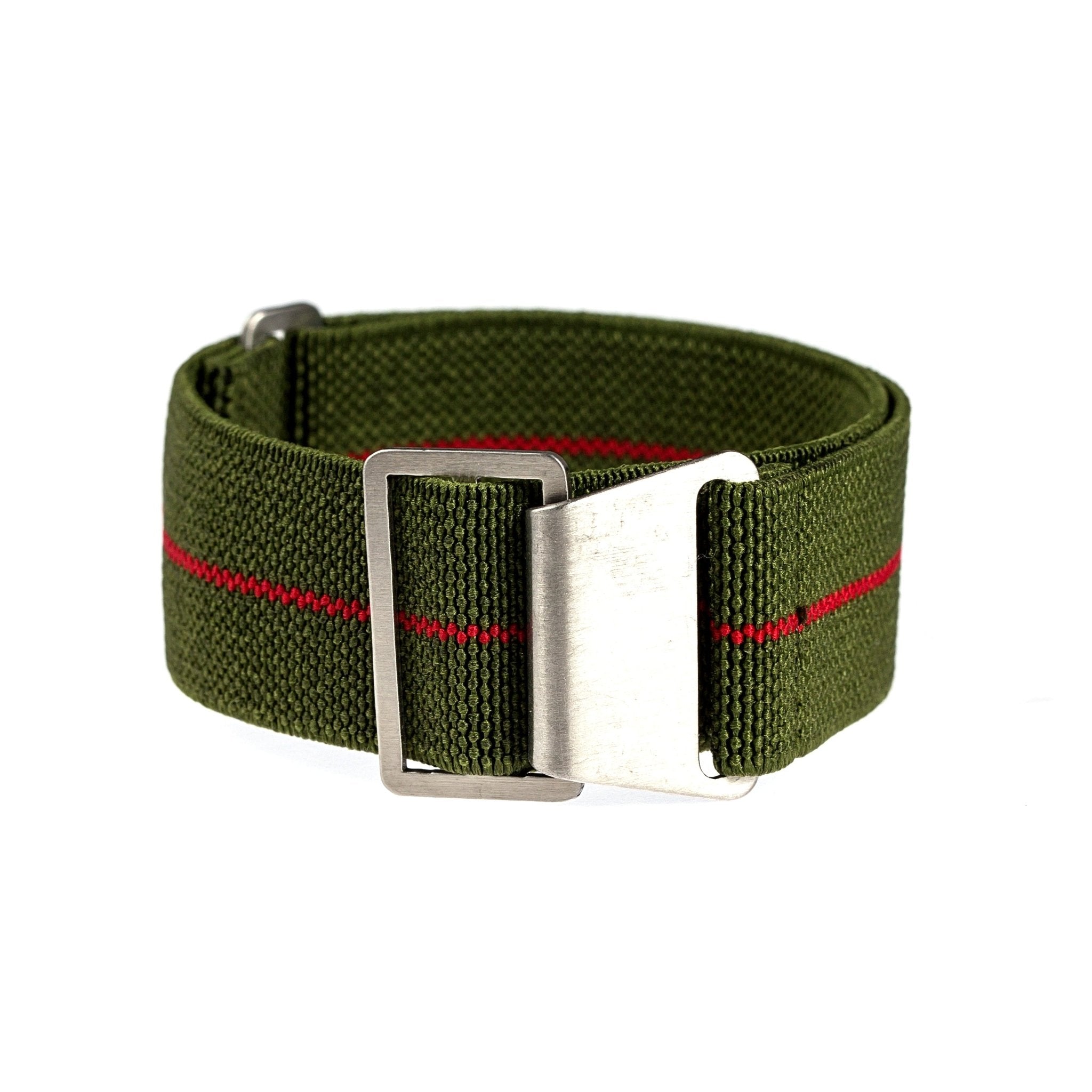 Marine Nationale Parachute Elastic Loop Strap Army Green with Red Line (2417) -StrapSeeker