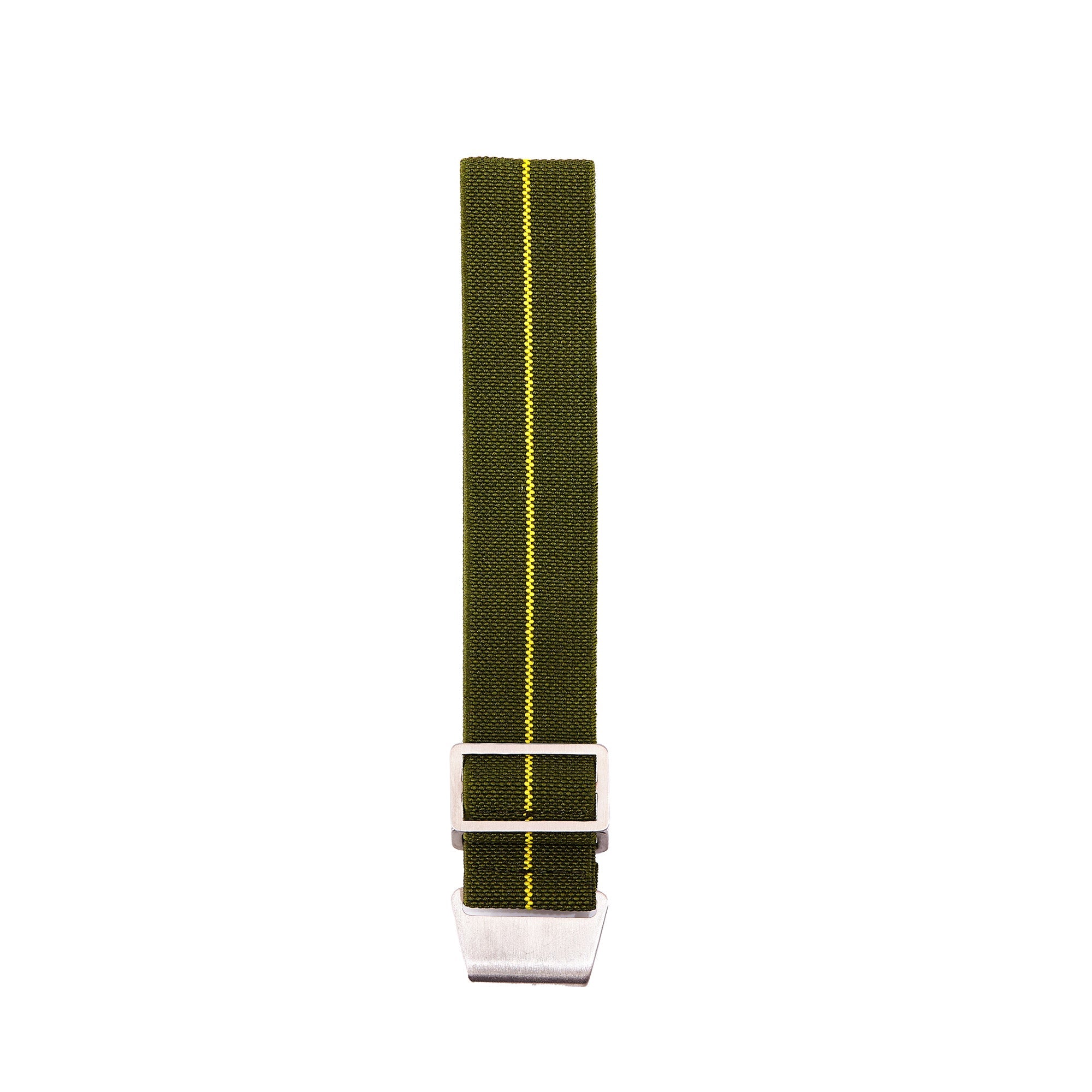Marine Nationale Parachute Elastic Loop Strap Army Green with Yellow Line -StrapSeeker
