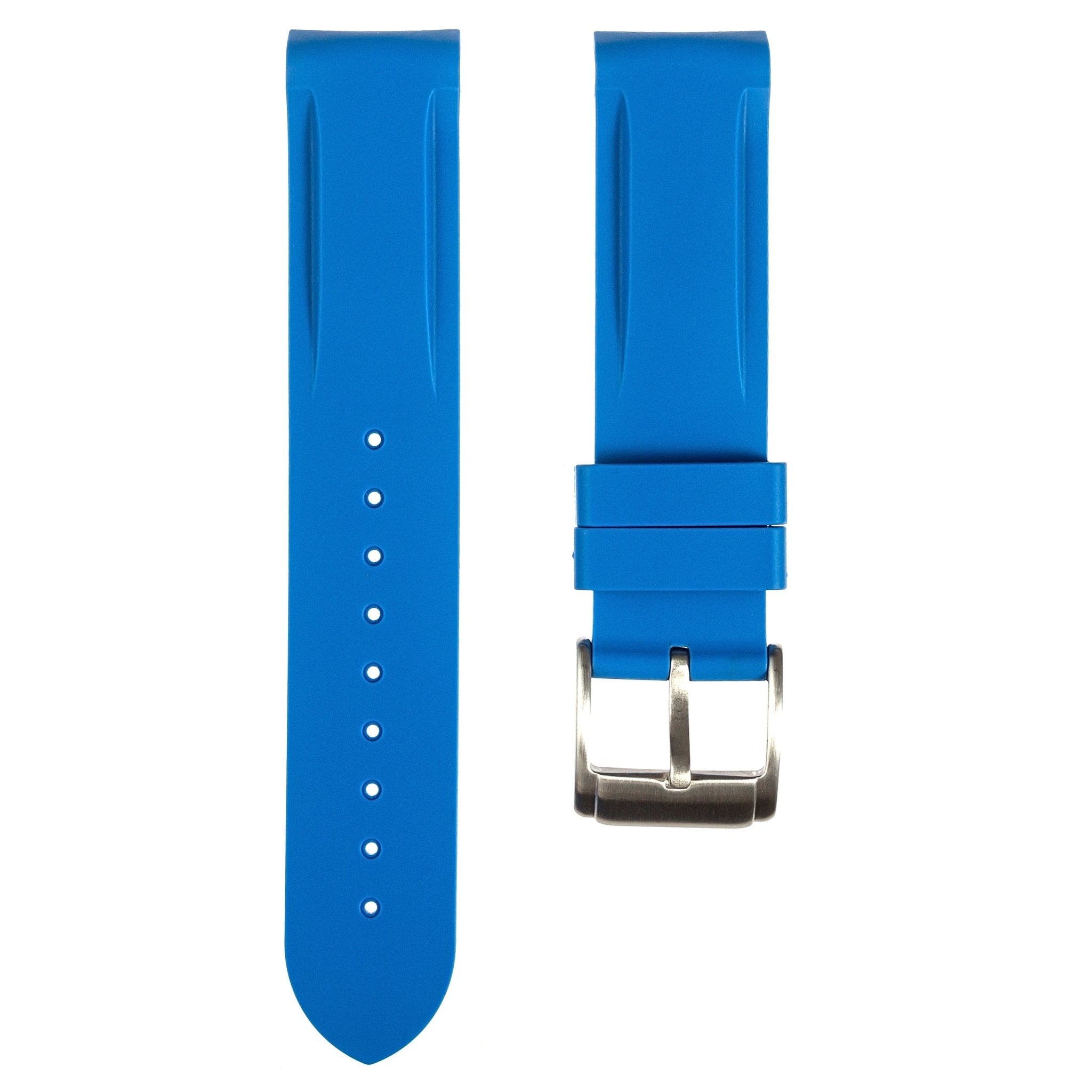 Paramount Curved End Premium Silicone Strap - Compatible with Omega Moonwatch- Azure (2404) -StrapSeeker