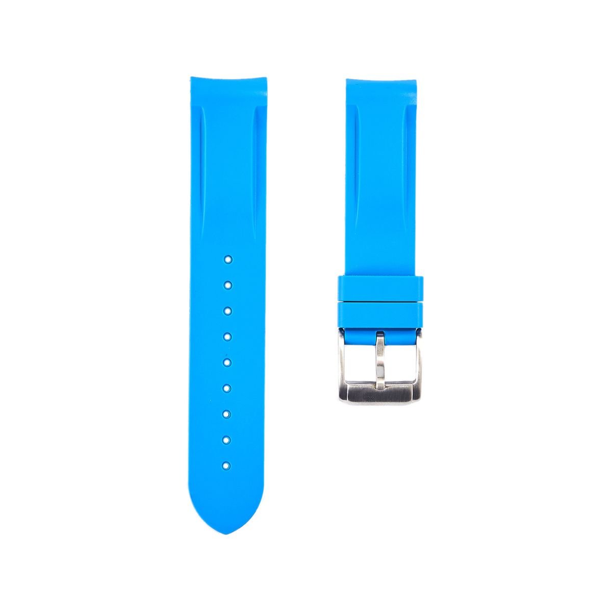 Paramount Curved End Premium Silicone Strap - Compatible with Omega Moonwatch - Azure -StrapSeeker