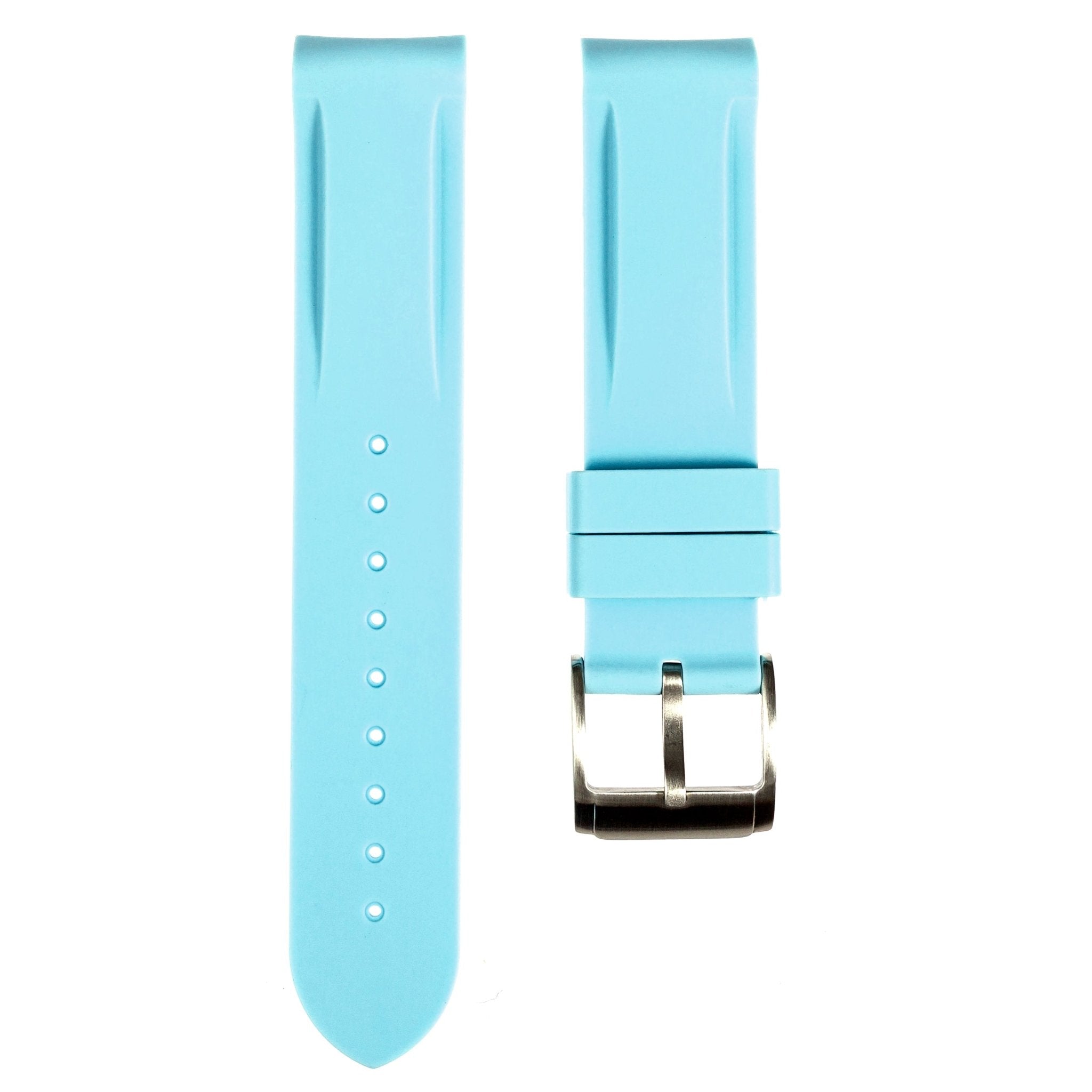 Paramount Curved End Premium Silicone Strap - Compatible with Omega Moonwatch - Light Blue (2404) -StrapSeeker