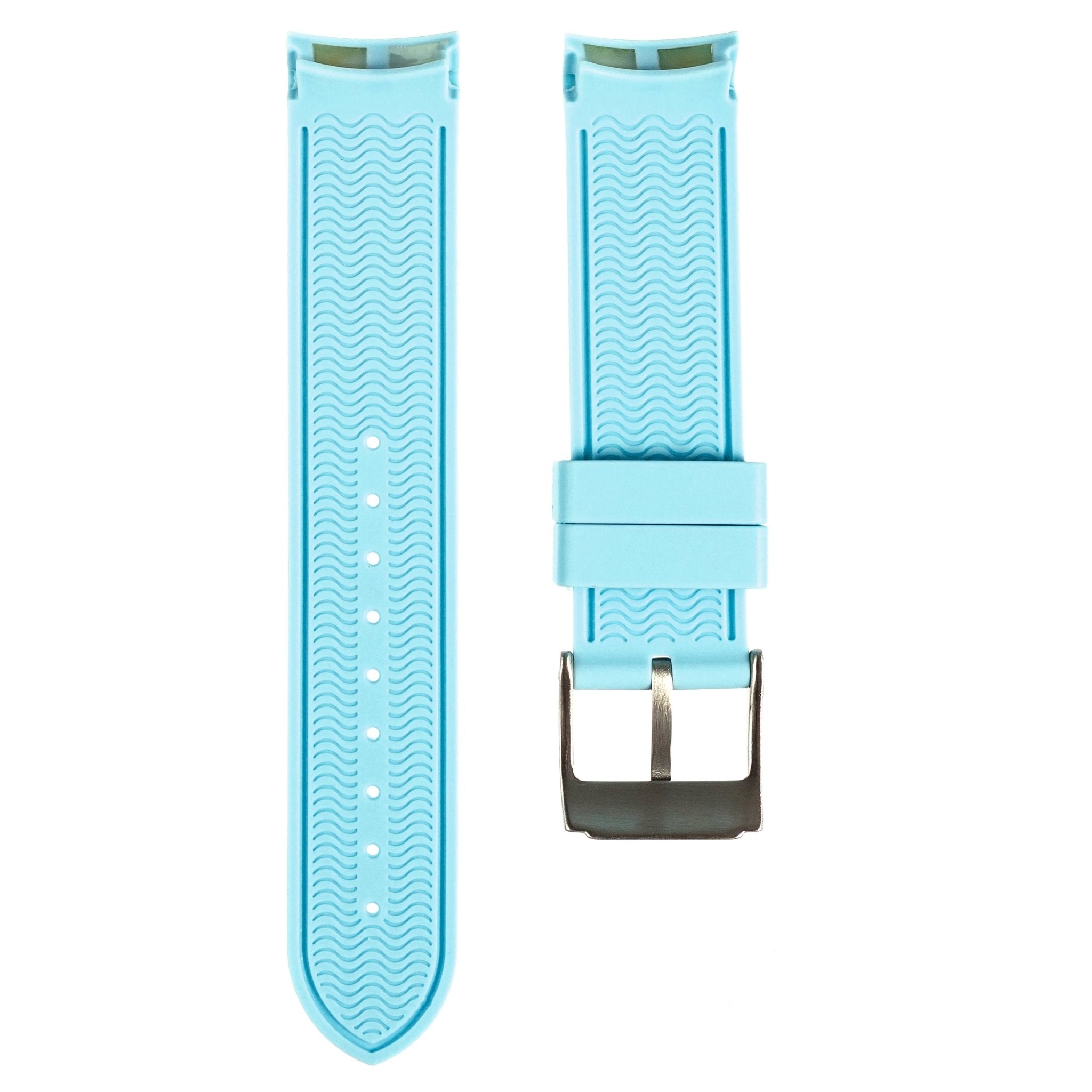 Paramount Curved End Premium Silicone Strap - Compatible with Omega Moonwatch - Light Blue (2404) -StrapSeeker