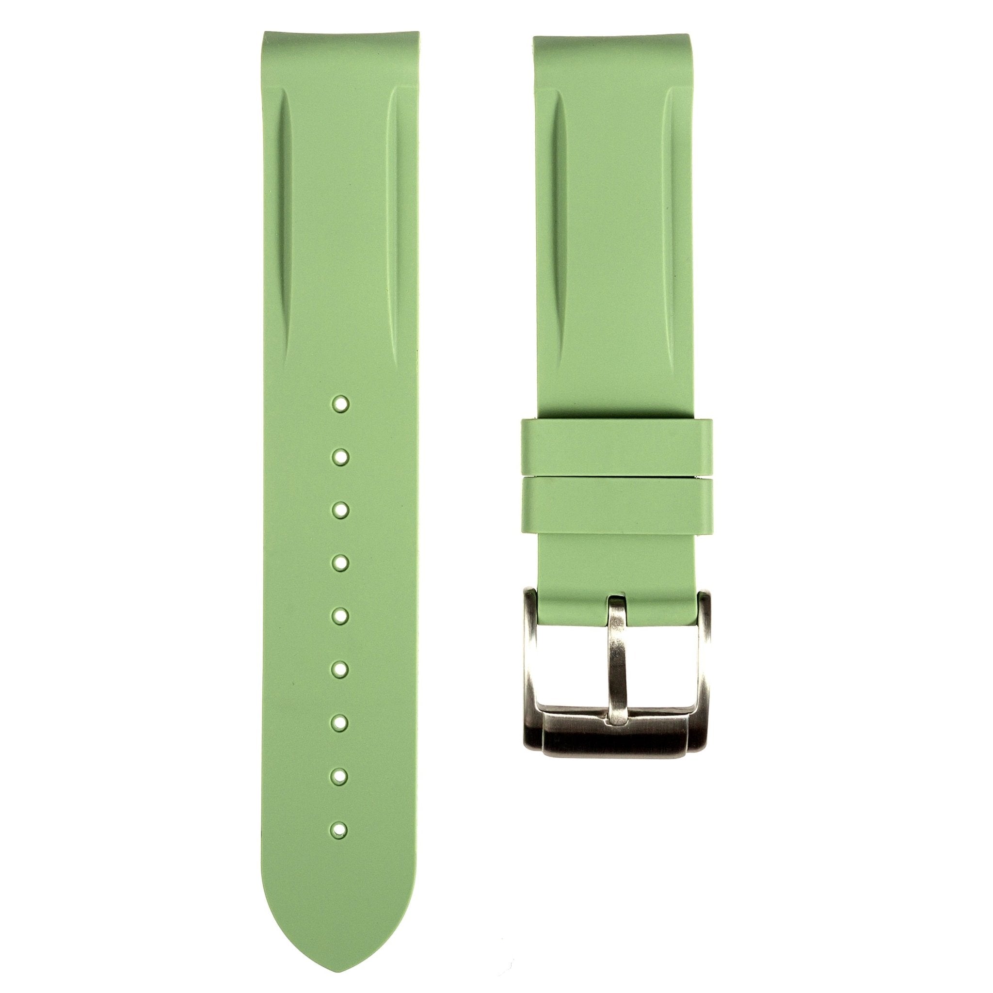 Paramount Curved End Premium Silicone Strap - Compatible with Omega Moonwatch - Light Green (2404) -StrapSeeker