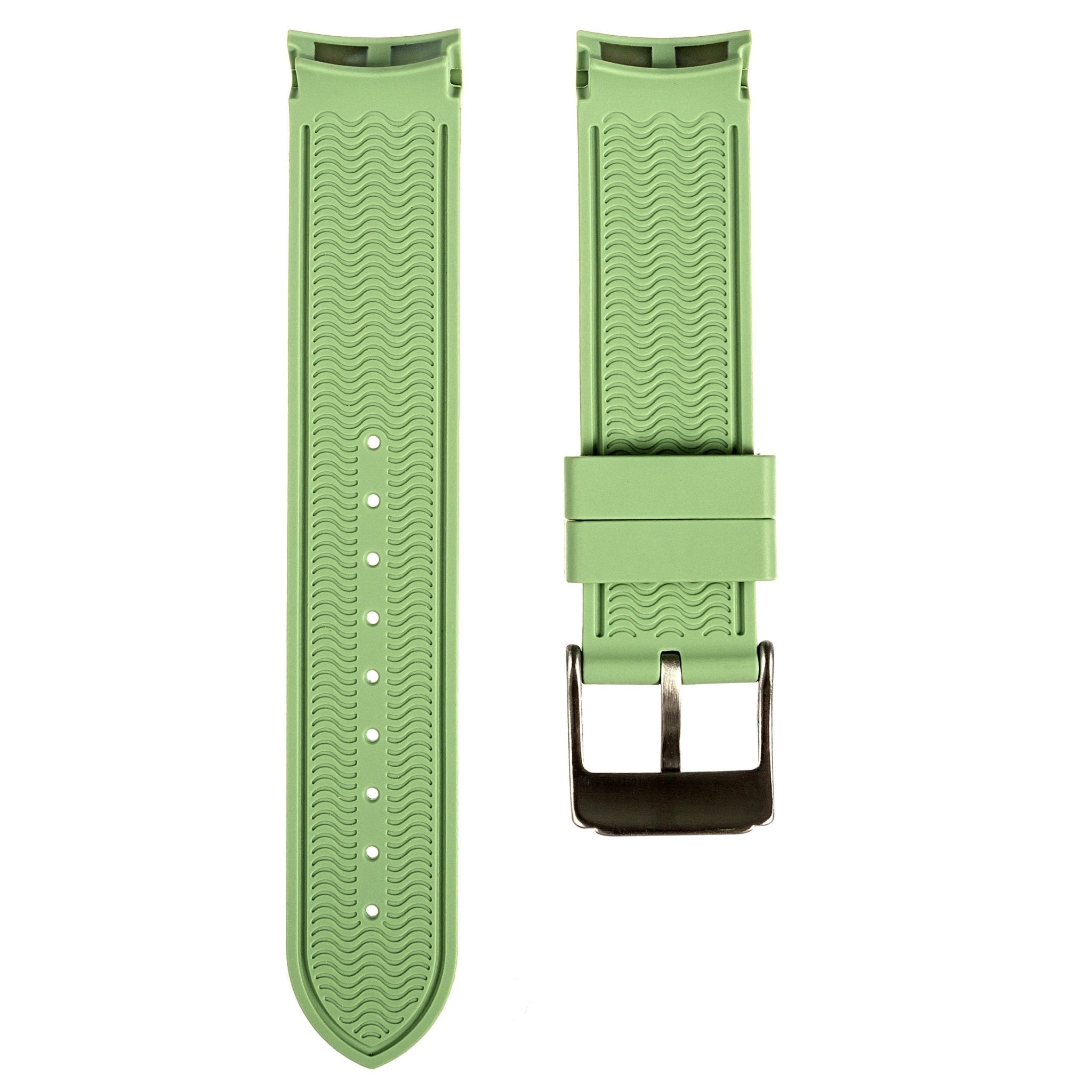 Paramount Curved End Premium Silicone Strap - Compatible with Omega Moonwatch - Light Green (2404) -StrapSeeker
