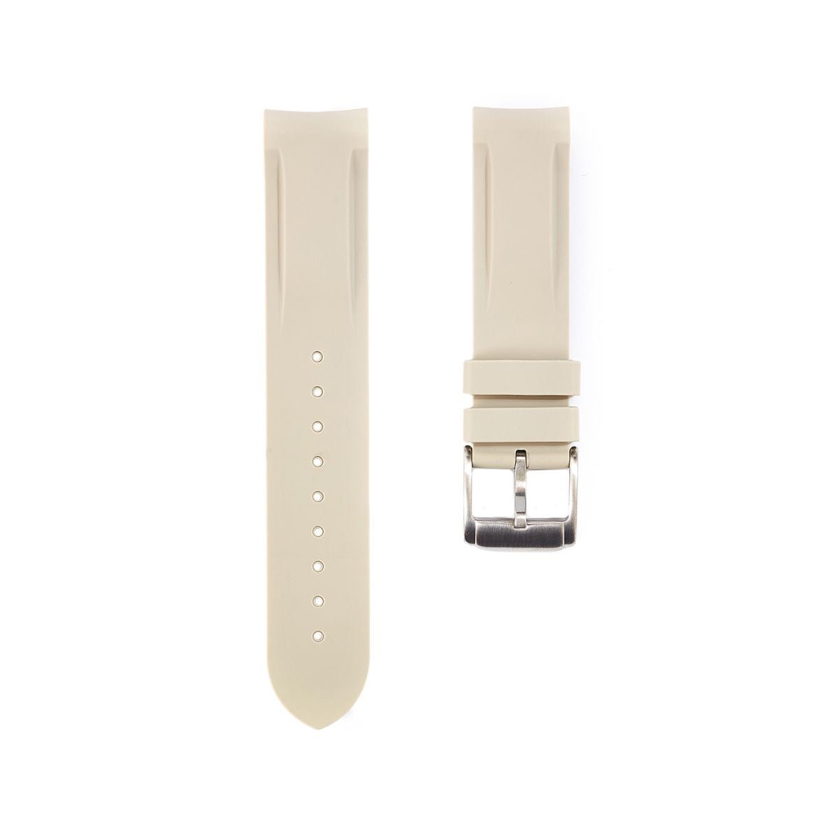 Paramount Curved End Premium Silicone Strap - Compatible with Omega Moonwatch – Nude (2404) -StrapSeeker