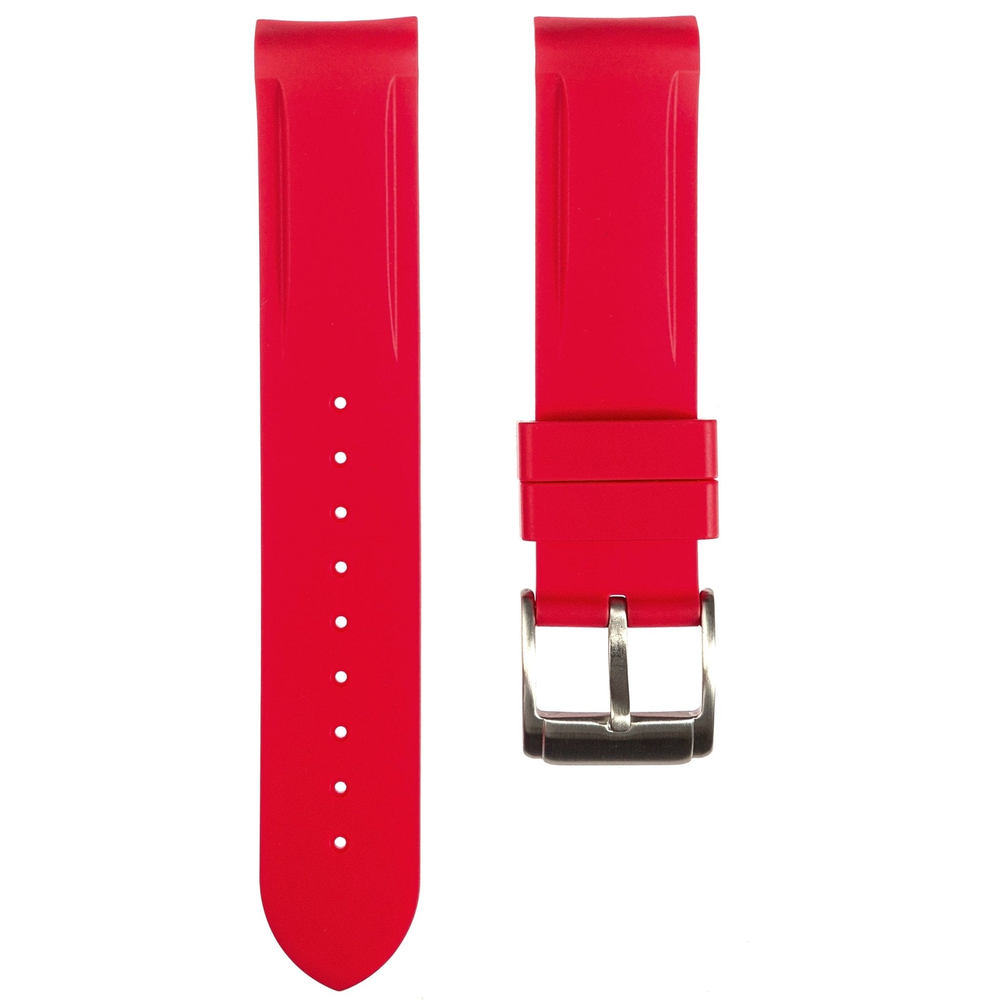 Paramount Curved End Premium Silicone Strap - Compatible with Omega Moonwatch – Red (2404) -StrapSeeker