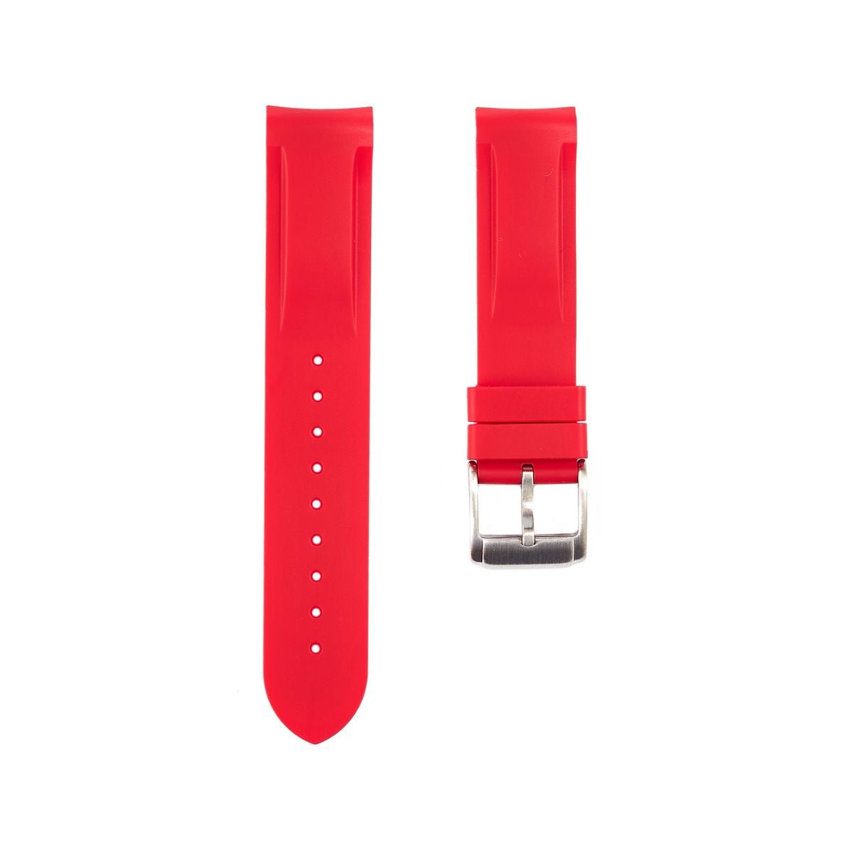 Paramount Curved End Premium Silicone Strap - Compatible with Omega Moonwatch - Red -StrapSeeker