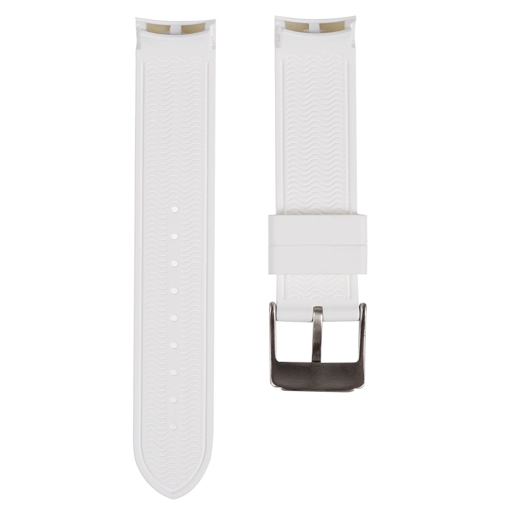 Paramount Curved End Premium Silicone Strap - Compatible with Omega Moonwatch – White (2404) -StrapSeeker