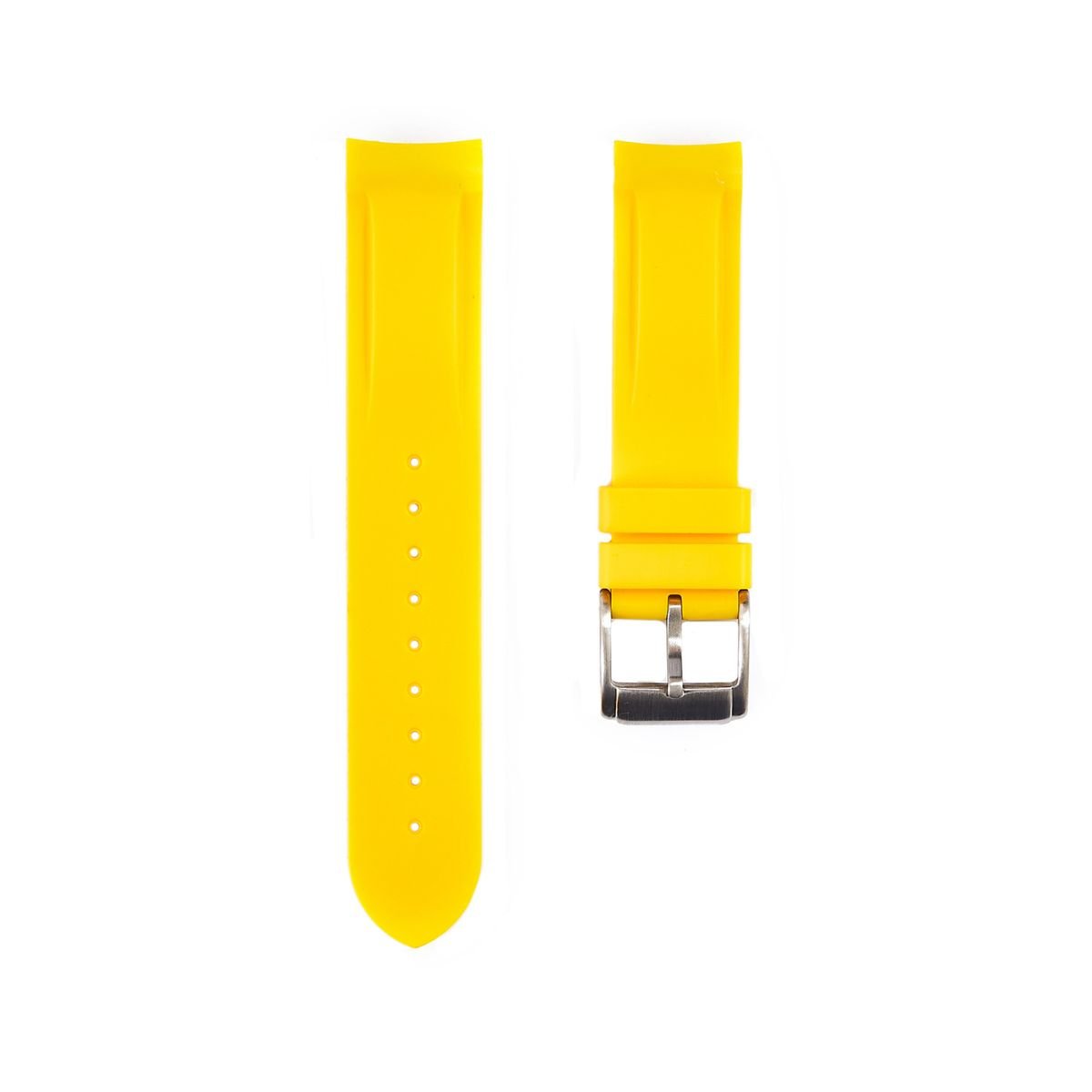 Paramount Curved End Premium Silicone Strap – Compatible with Omega Moonwatch - Yellow (2404) -StrapSeeker