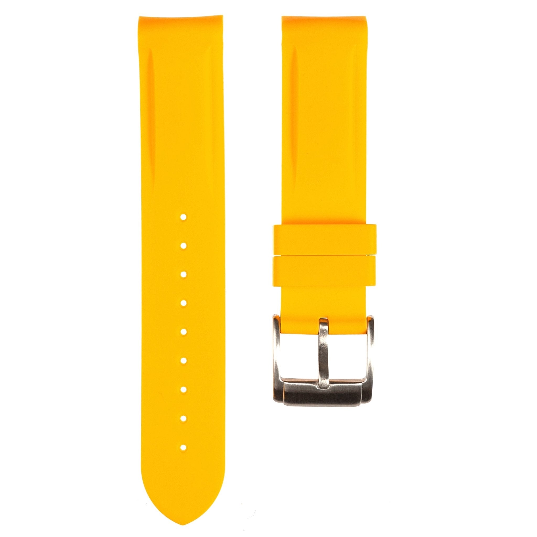 Paramount Curved End Premium Silicone Strap – Compatible with Omega Moonwatch - Yellow (2404) -StrapSeeker