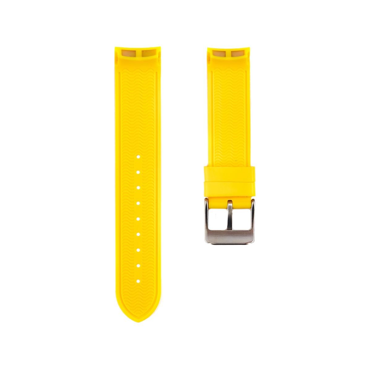 Paramount Curved End Premium Silicone Strap - Compatible with Omega Moonwatch - Yellow -StrapSeeker