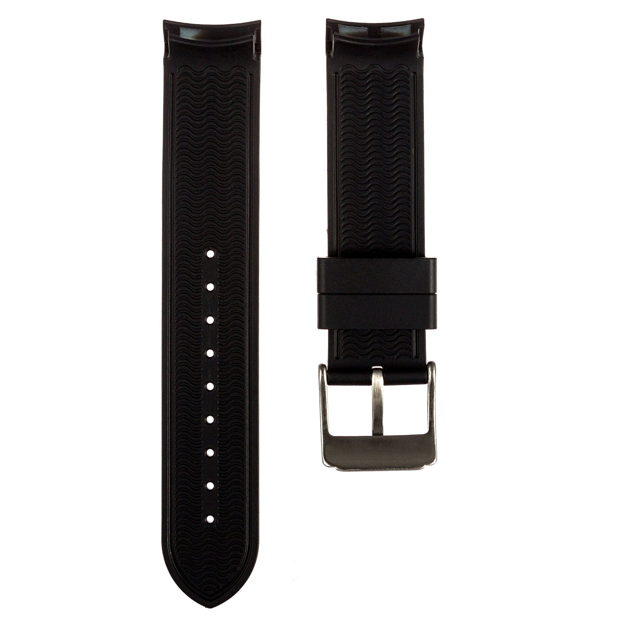 Paramount Curved End Premium Silicone Strap - Compatible with Omega x Swatch – Black (2404) -StrapSeeker
