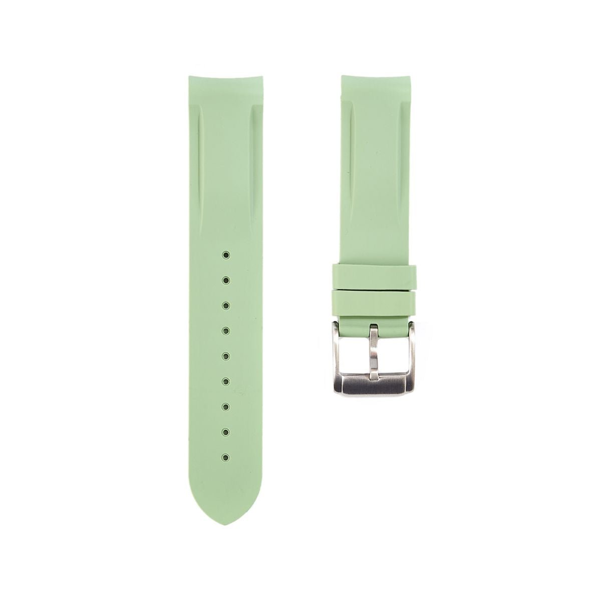 Paramount Curved End Premium Silicone Strap - Compatible with Omega x Swatch - Light Green (2404) -StrapSeeker