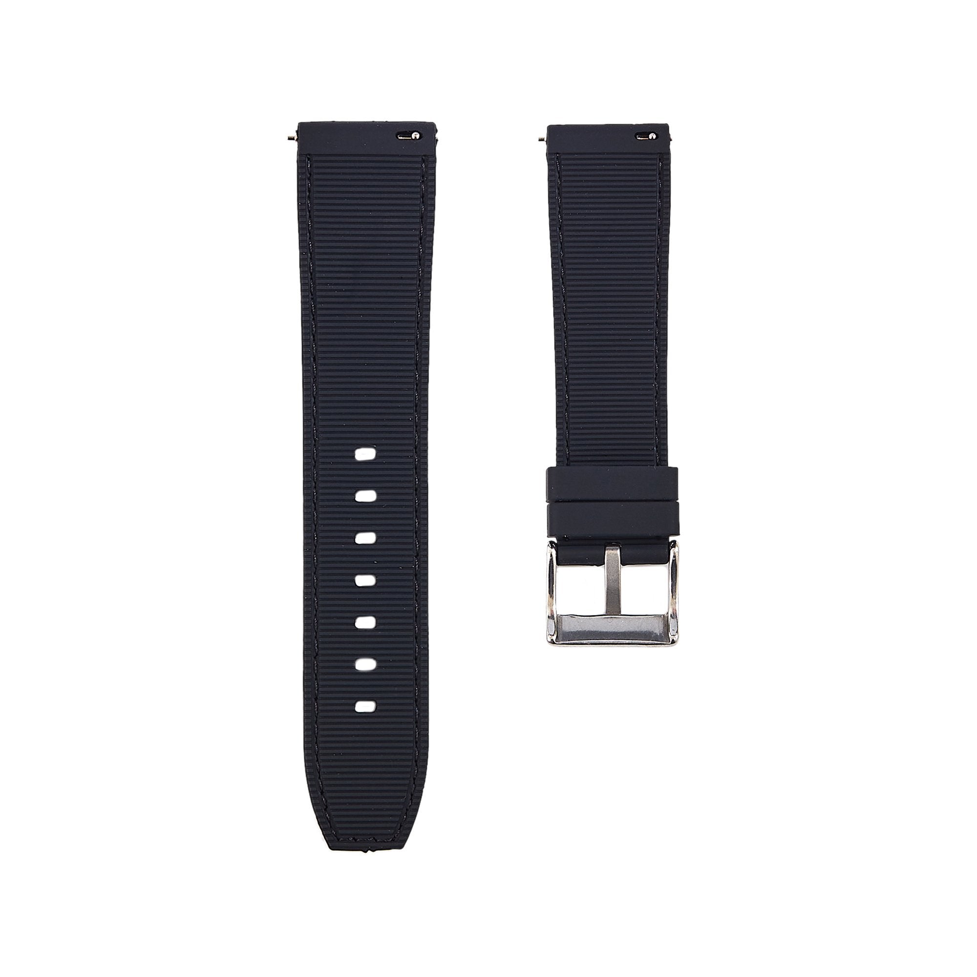 Perforated Stitch Soft Silicone Strap - Quick-Release - Black with No Stitch (2401) -StrapSeeker