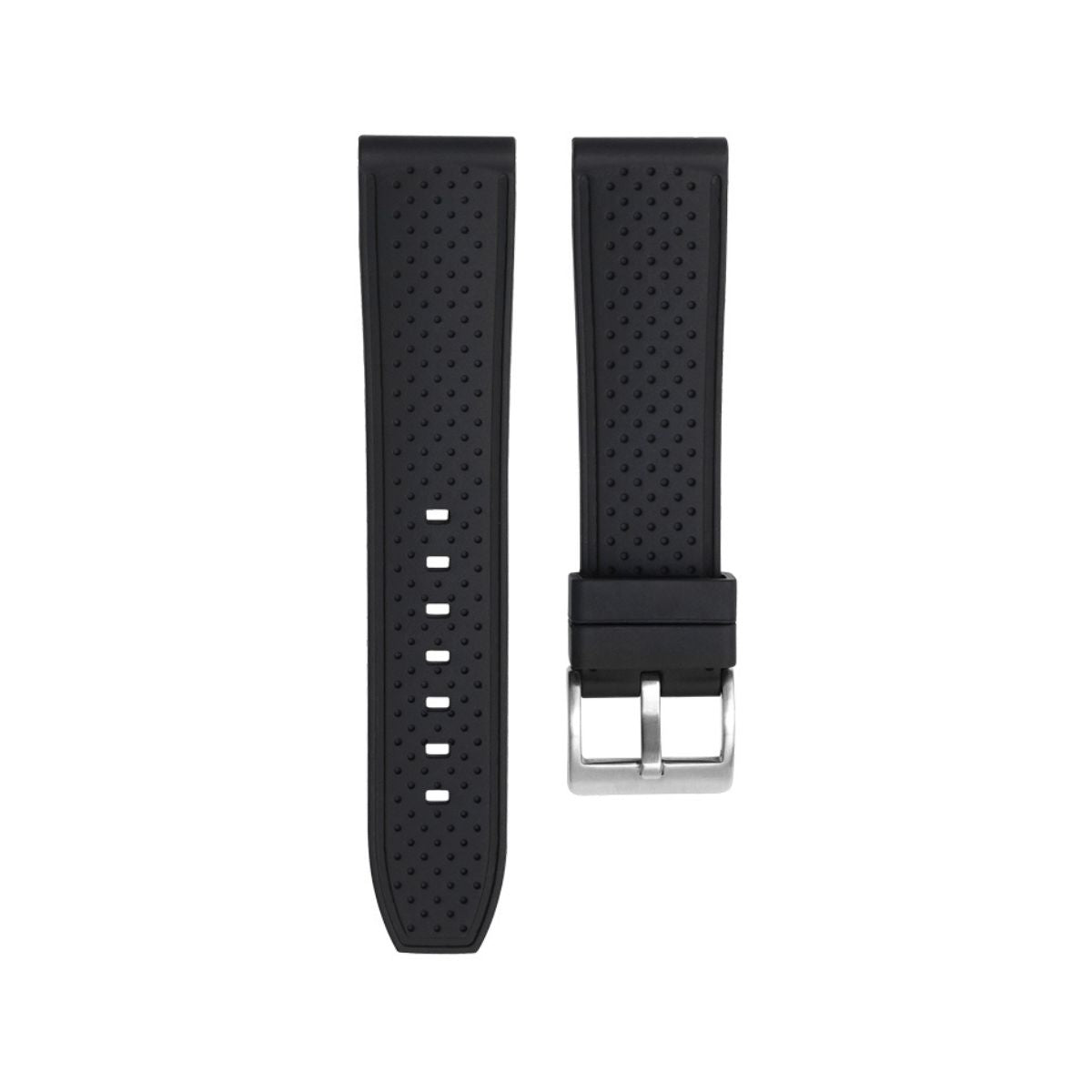 Perforated Stitch Soft Silicone Strap - Quick-Release - Black with No Stitch -StrapSeeker
