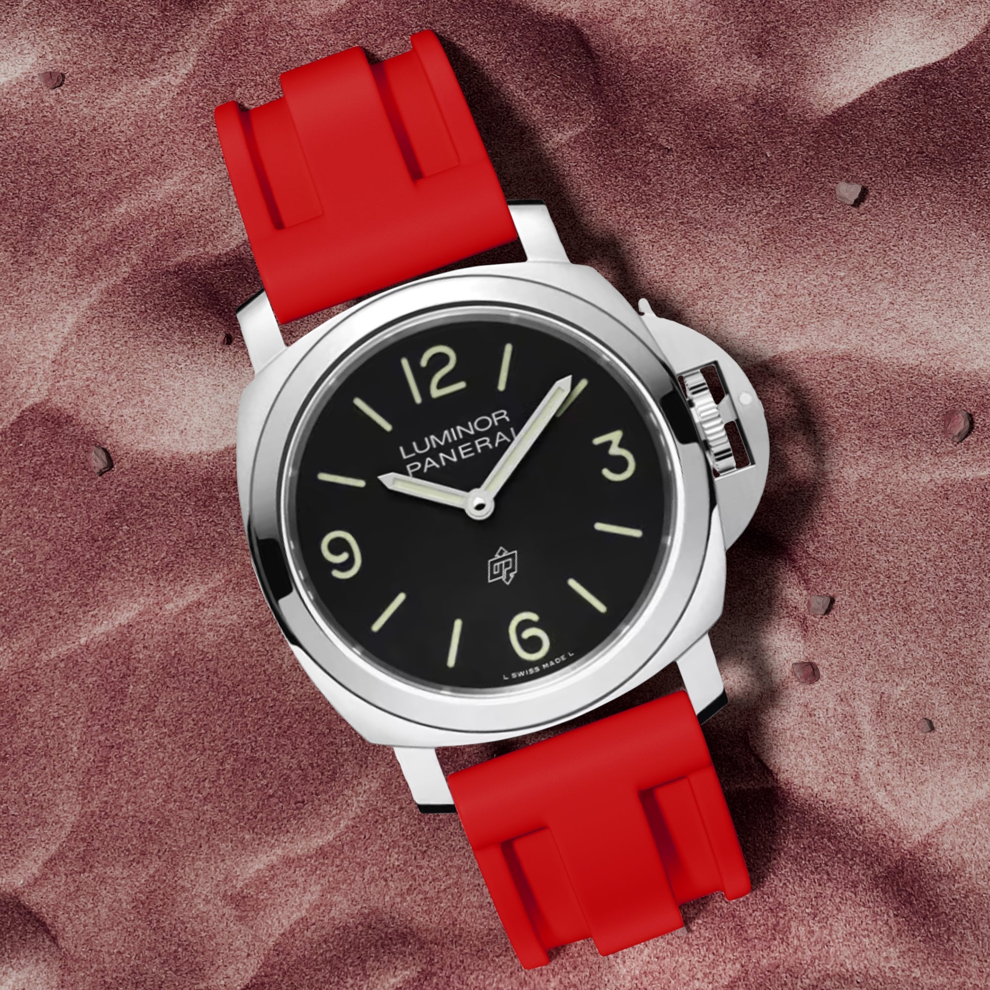Pinnacle FKM Rubber Strap – Compatible with Panerai – Red (2420 | FKM) -Strapseeker