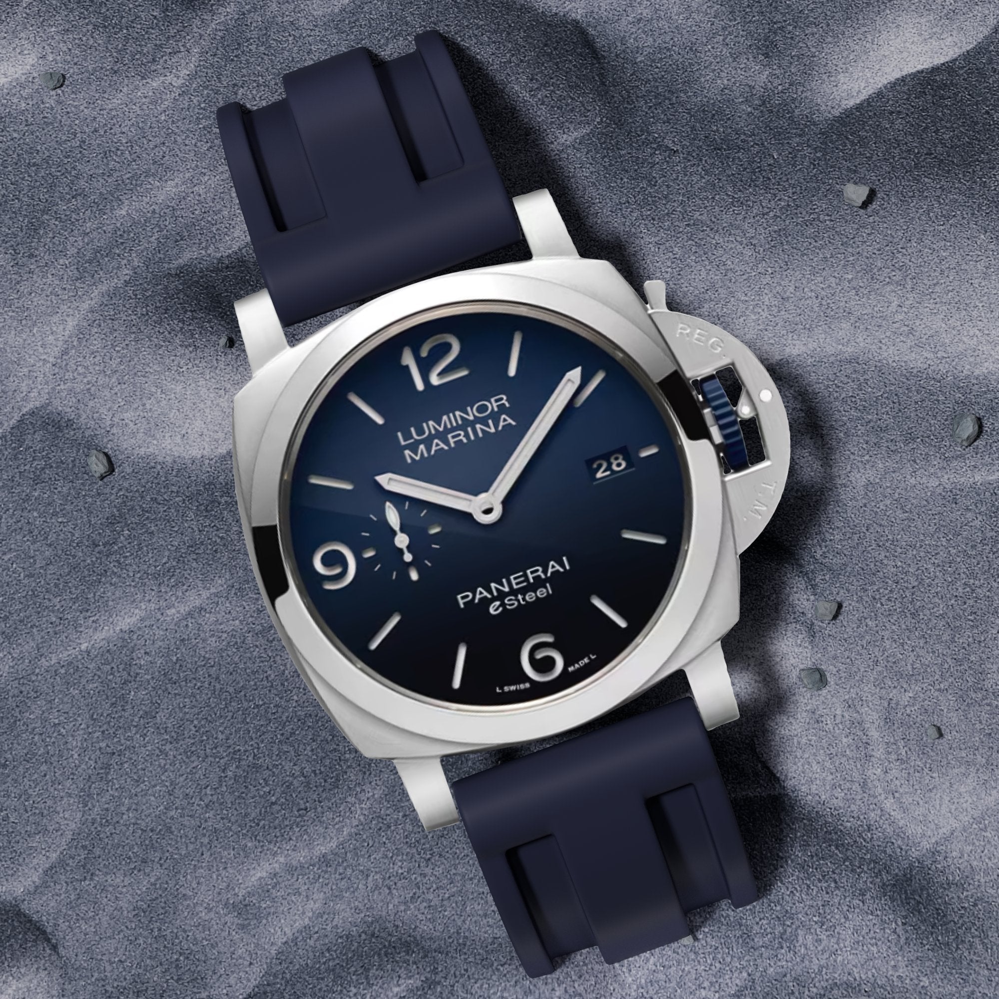 Pinnacle Premium Silicone Strap - Compatible with Panerai - Navy (2420 | LSR) -Strapseeker