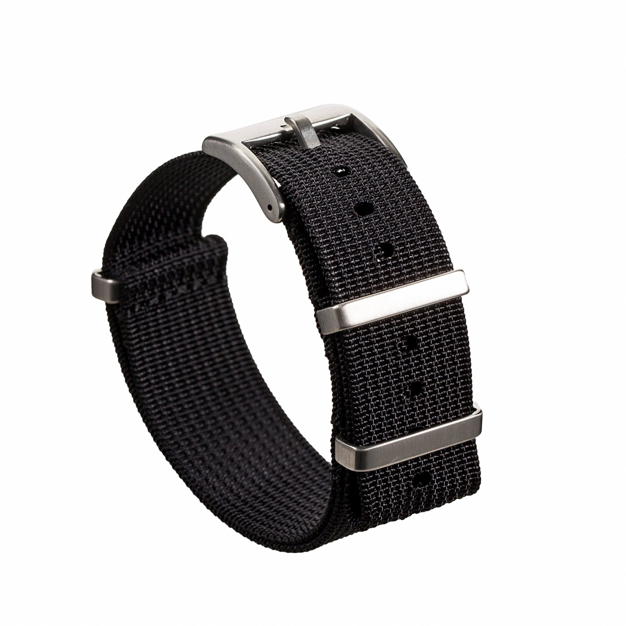 Ribbed Ballistic Nylon Strap – Black (2416) -StrapSeeker