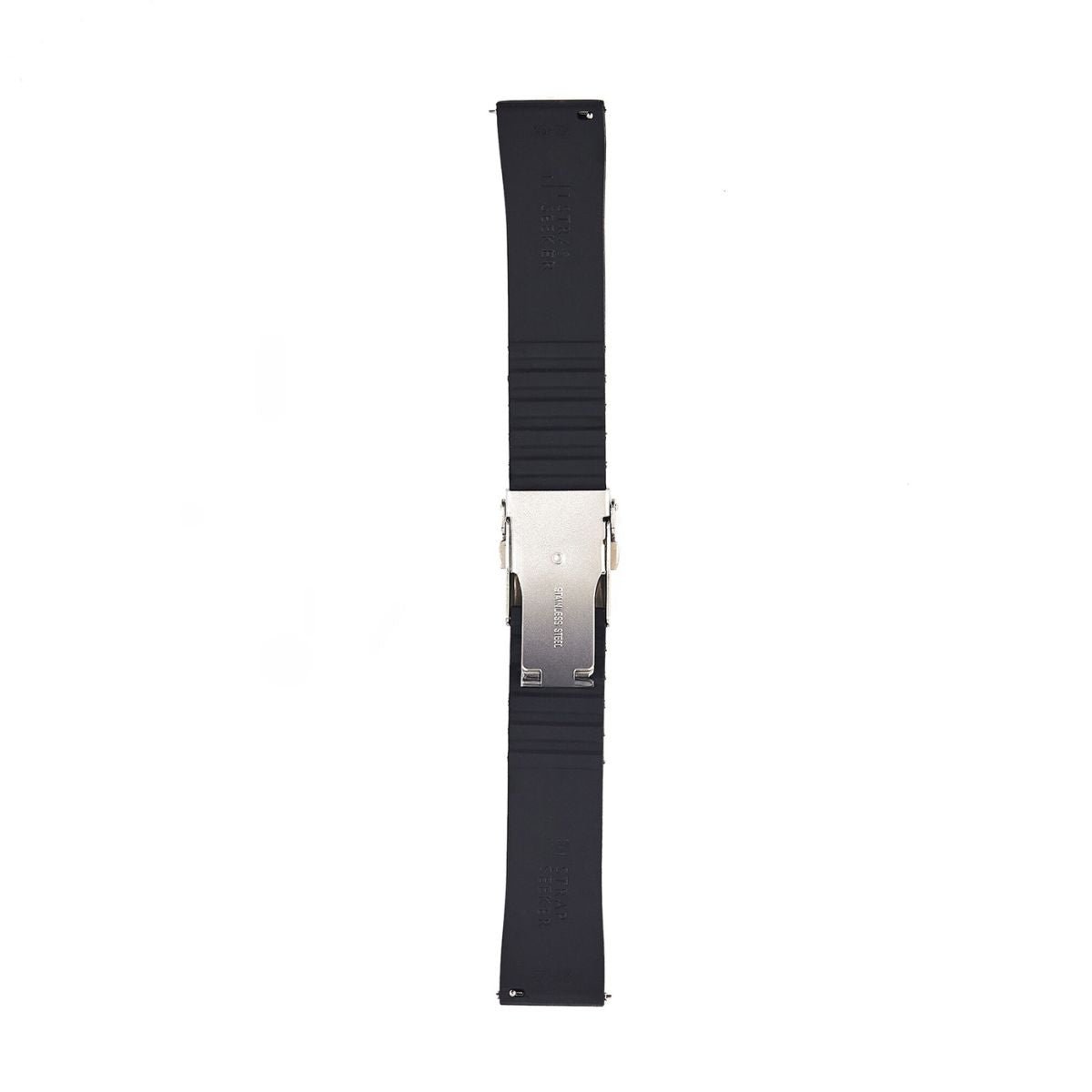 Stripe Cut-to-Length Soft Silicone Strap-Quick Release-Deployment Clasp-Black -StrapSeeker