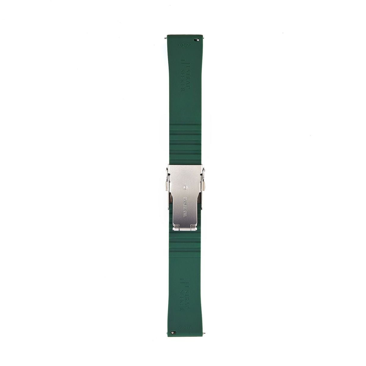 Stripe Cut-to-Length Soft Silicone Strap-Quick Release-Deployment Clasp-Green -StrapSeeker