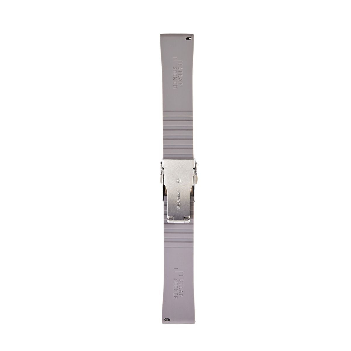 Stripe Cut-to-Length Soft Silicone Strap-Quick Release-Deployment Clasp-Grey -StrapSeeker