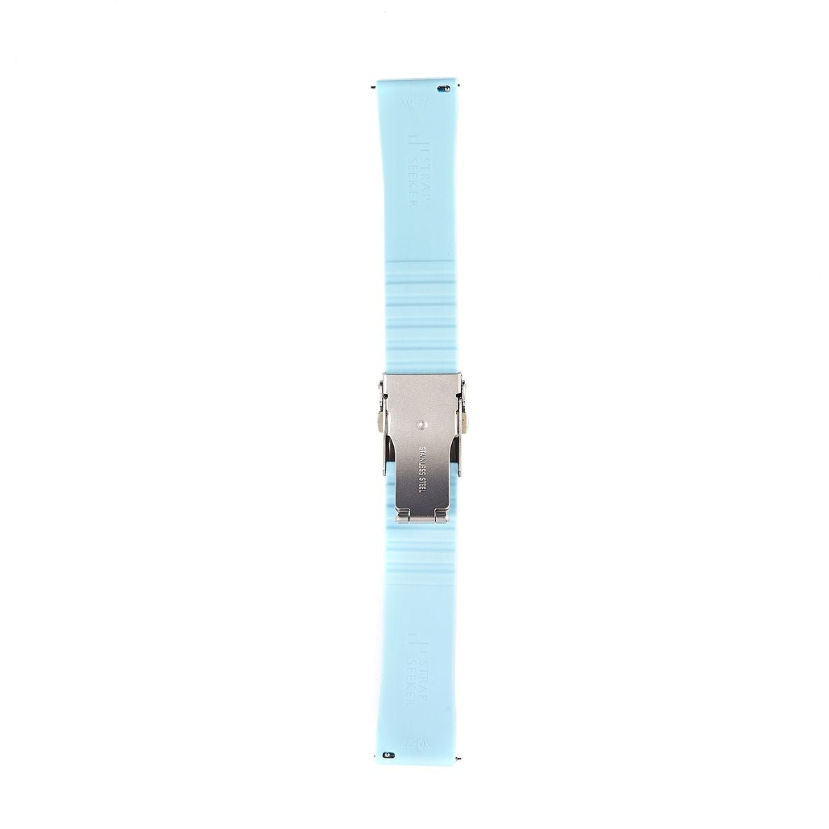 Stripe Cut-to-Length Soft Silicone Strap-Quick Release-Deployment Clasp-Light Blue -StrapSeeker