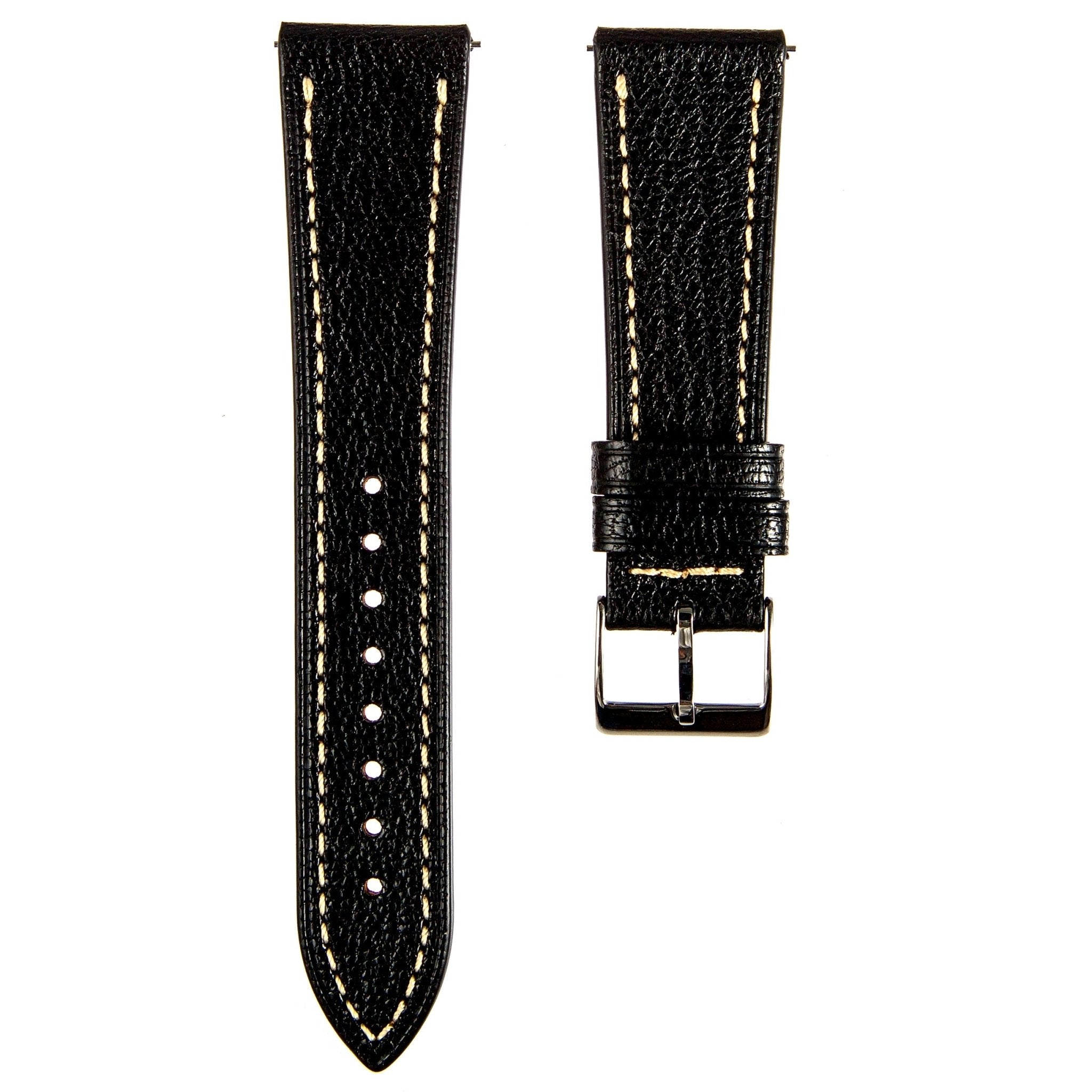 Sully Chevre Leather Strap - Quick-Release - Black (2428) -StrapSeeker