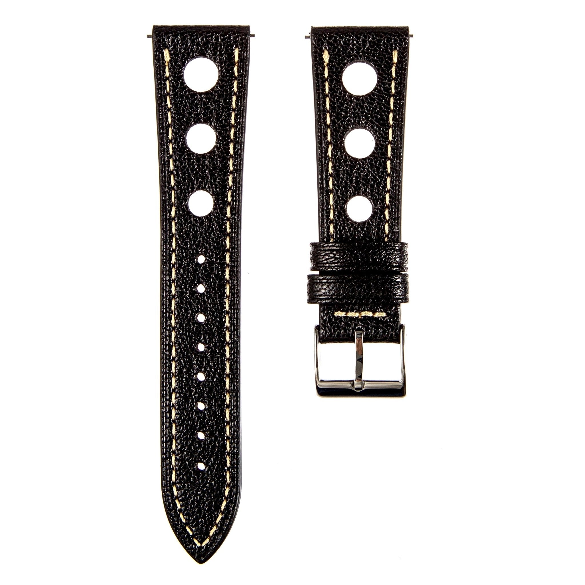 Sully Chevre Rally Leather Strap - Quick-Release - Black (2429) -StrapSeeker