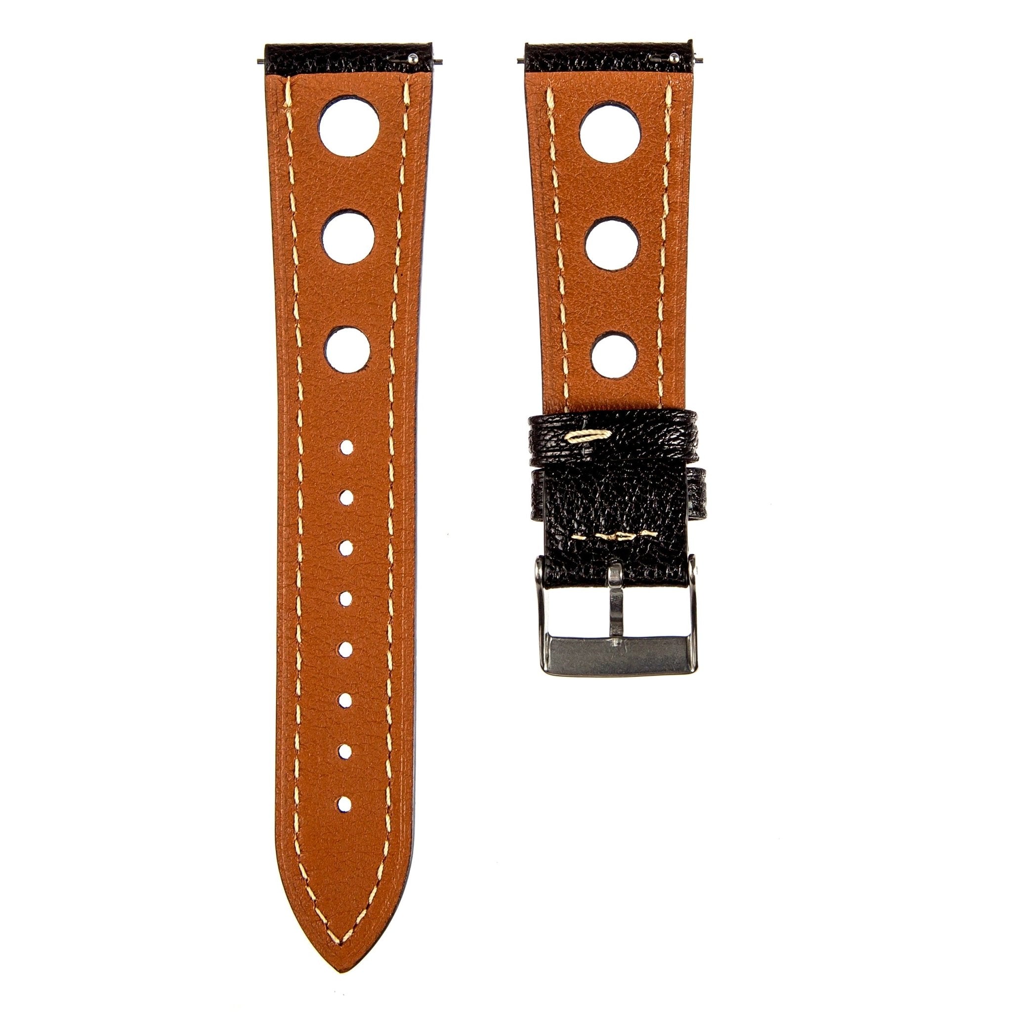 Sully Chevre Rally Leather Strap - Quick-Release - Black (2429) -StrapSeeker