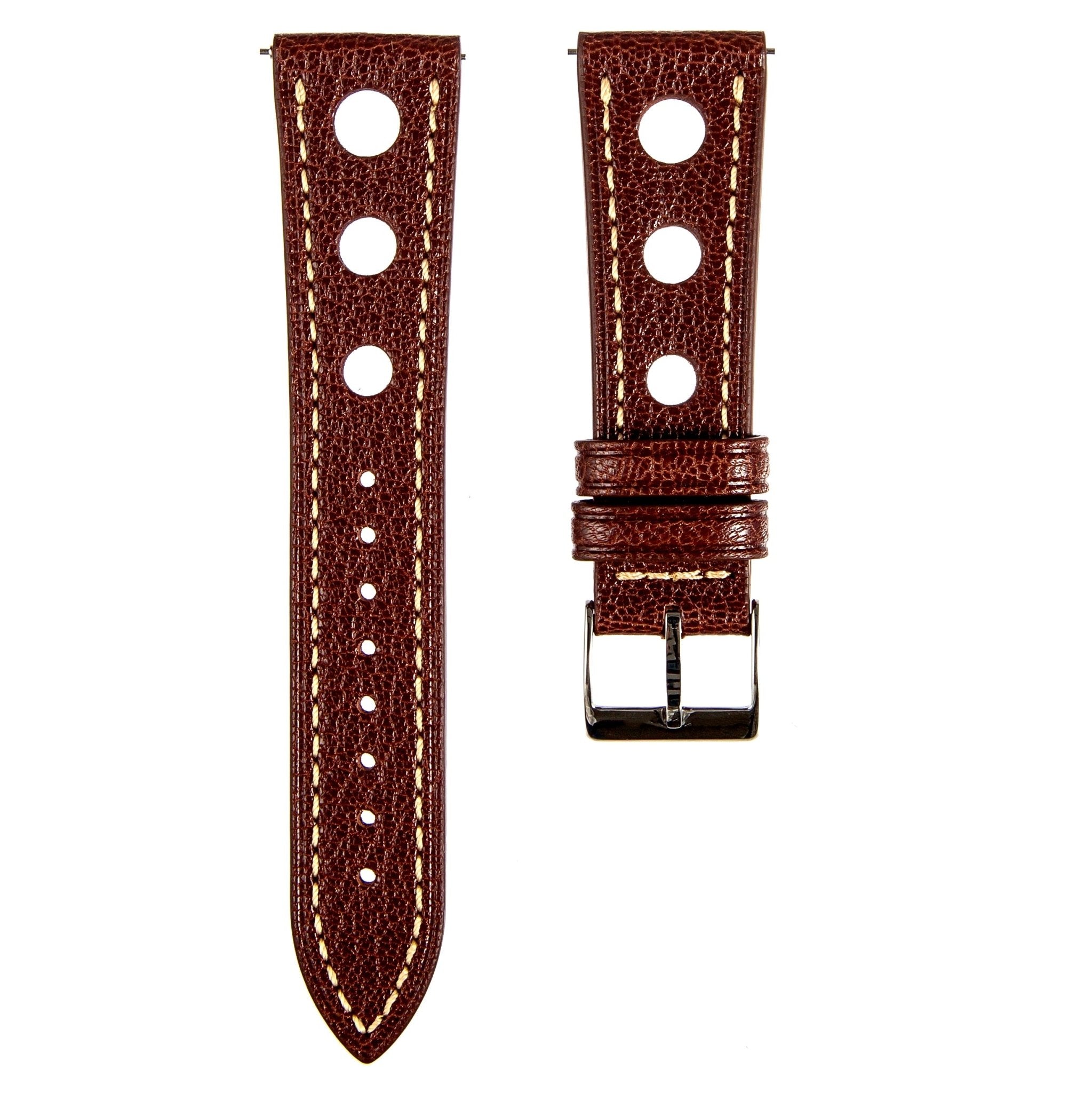 Sully Chevre Rally Leather Strap - Quick-Release - Chocolate (2429) -StrapSeeker
