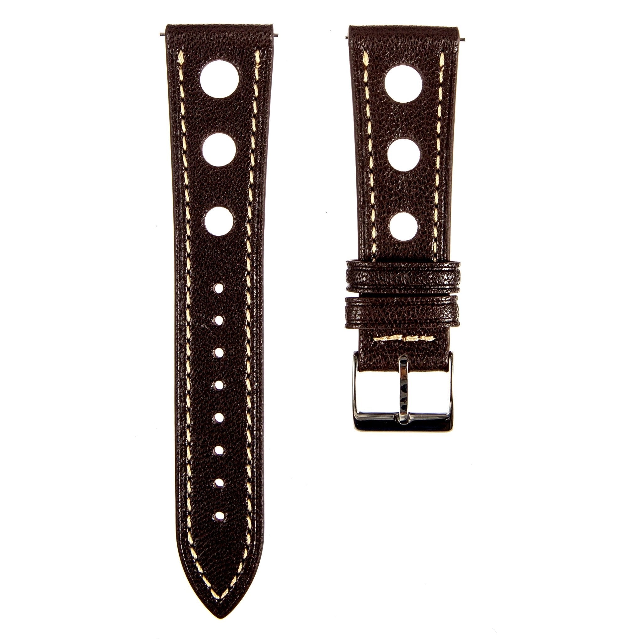 Sully Chevre Rally Leather Strap - Quick-Release - Dark Brown (2429) -StrapSeeker