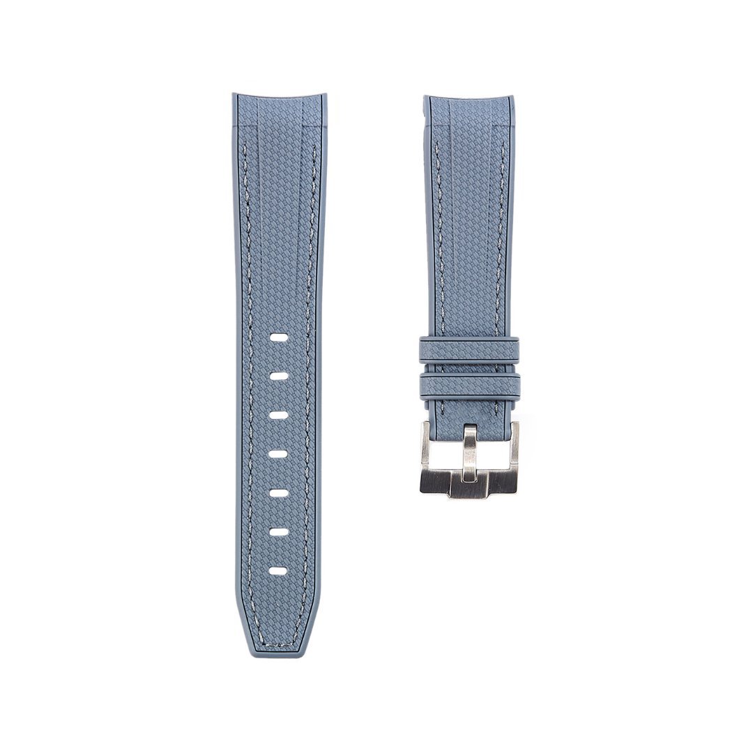 Textured Curved End Premium Silicone Strap - Compatible with Omega Moonwatch – Grey (2405) -StrapSeeker