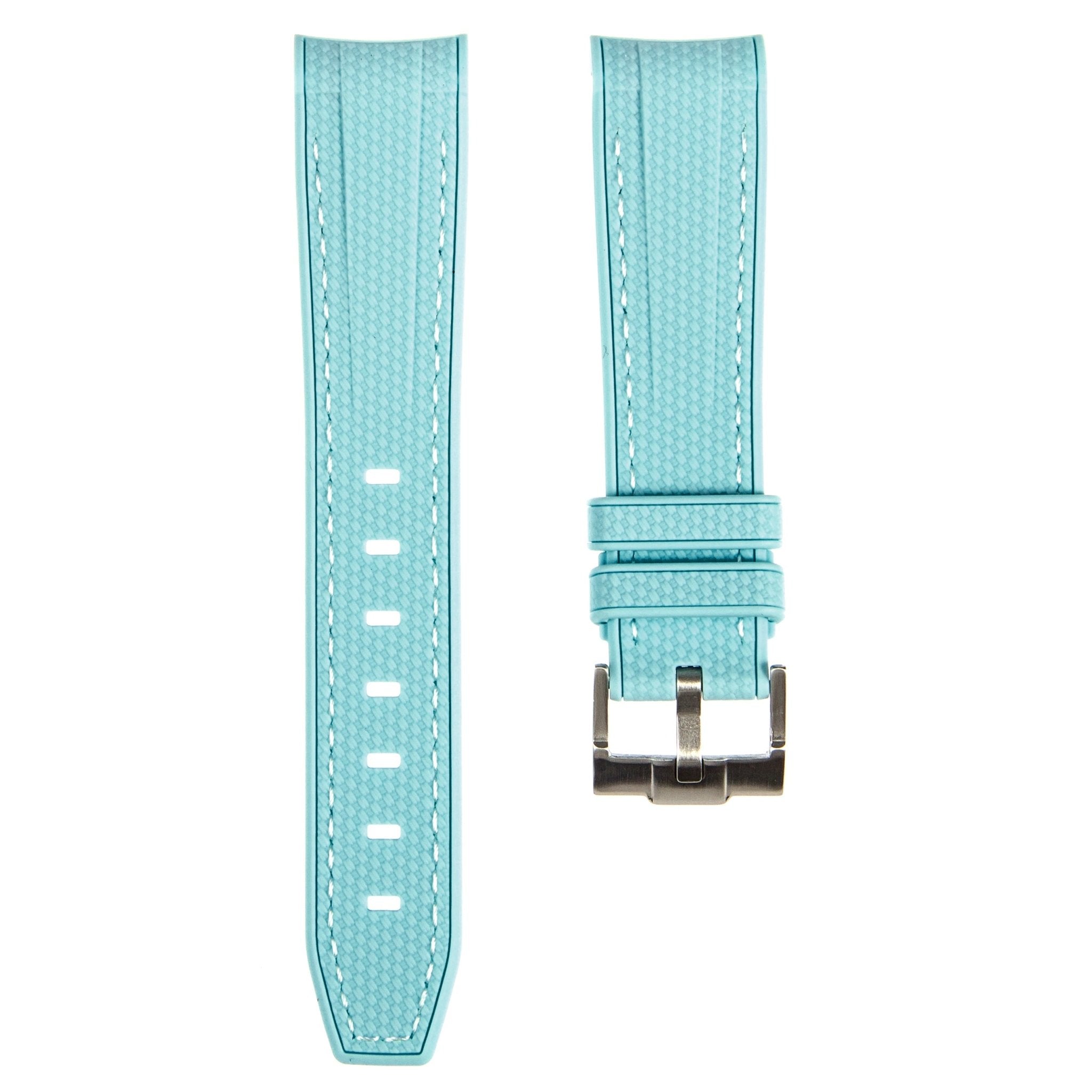 Textured Curved End Premium Silicone Strap - Sea Blue (2405) -StrapSeeker