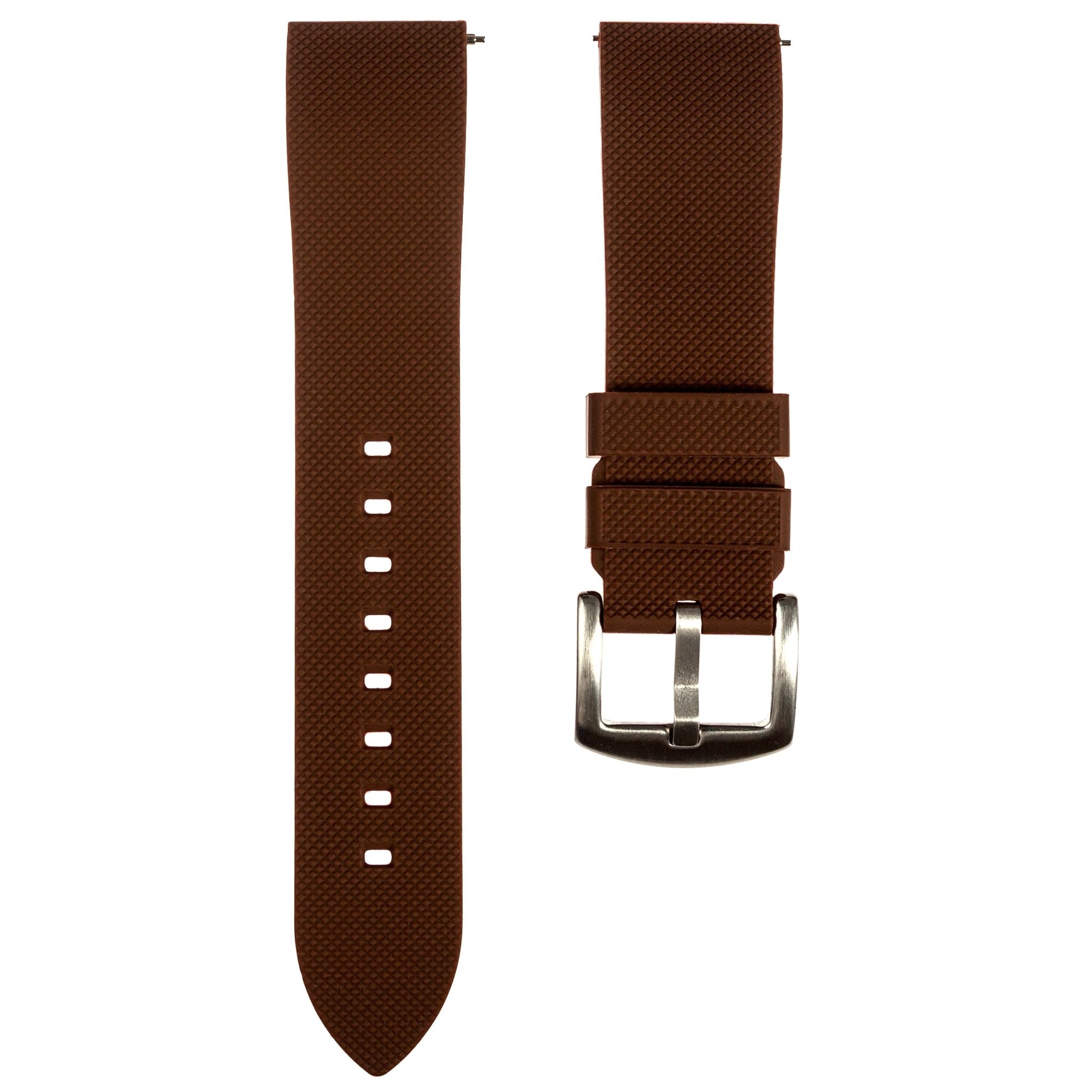 Textured Soft Silicone Strap - Quick-Release – Brown (2402) -StrapSeeker