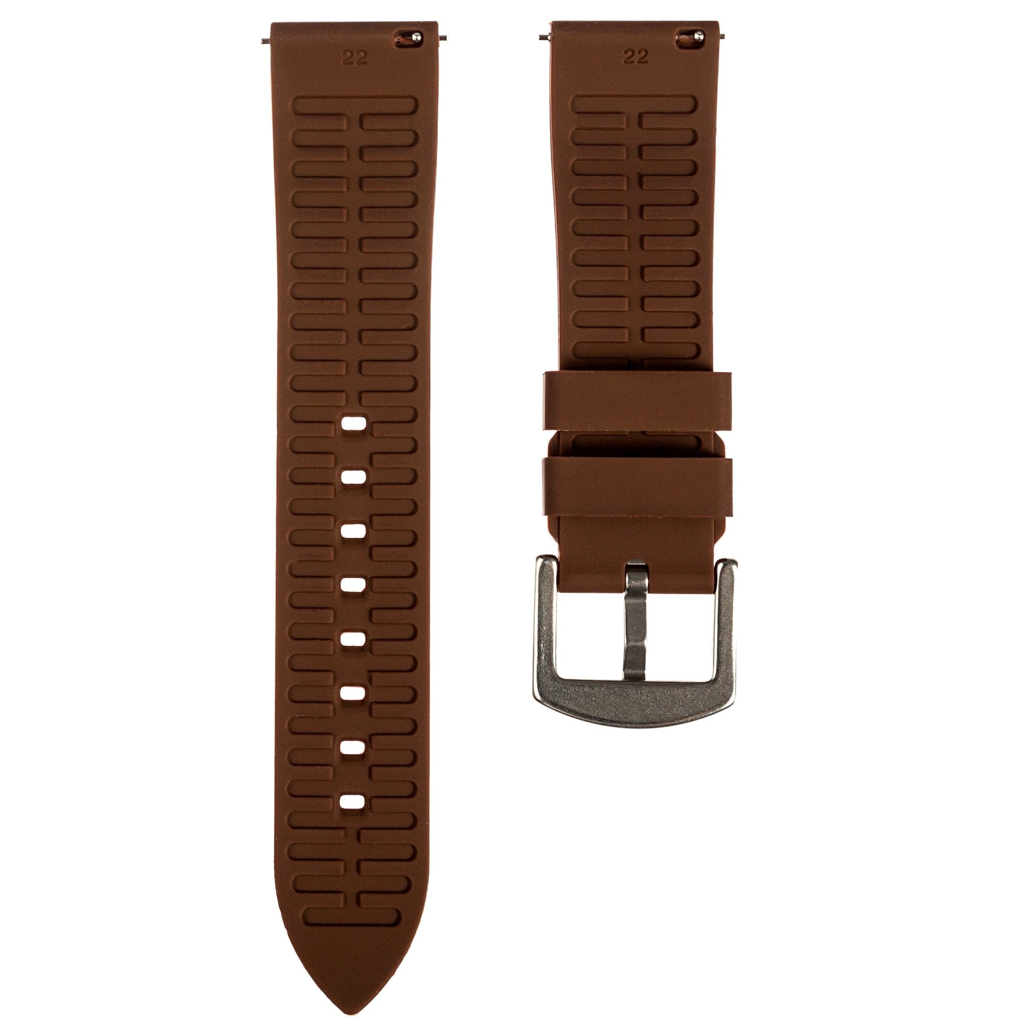 Textured Soft Silicone Strap - Quick-Release – Brown (2402) -StrapSeeker