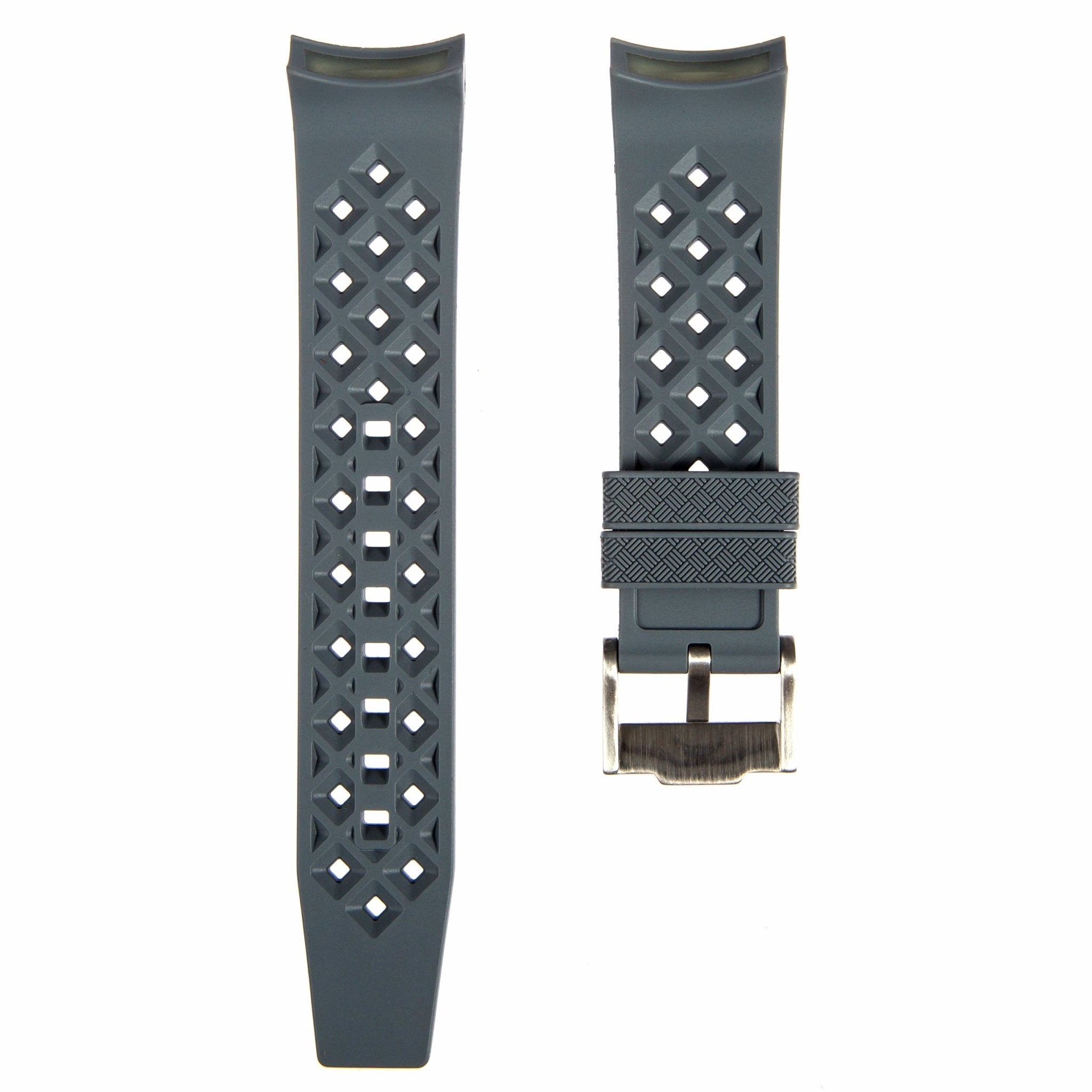 Vintage Tropical Curved End Premium Silicone Strap - Compatible with Blancpain x Swatch - Dark Grey (2415) -StrapSeeker