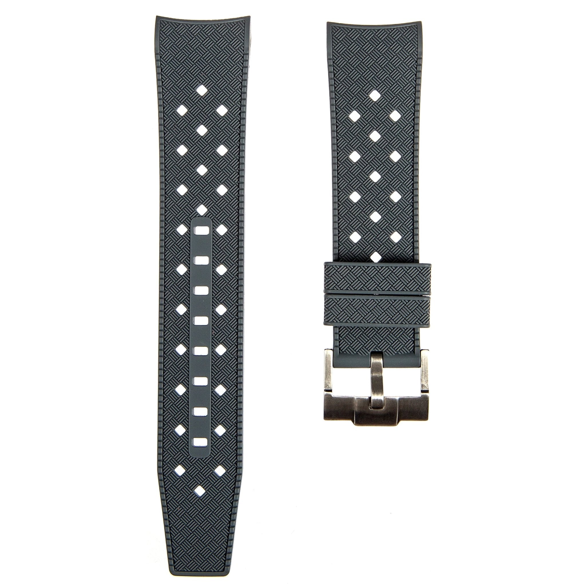 Vintage Tropical Curved End Premium Silicone Strap - Compatible with Blancpain x Swatch - Dark Grey (2415) -StrapSeeker