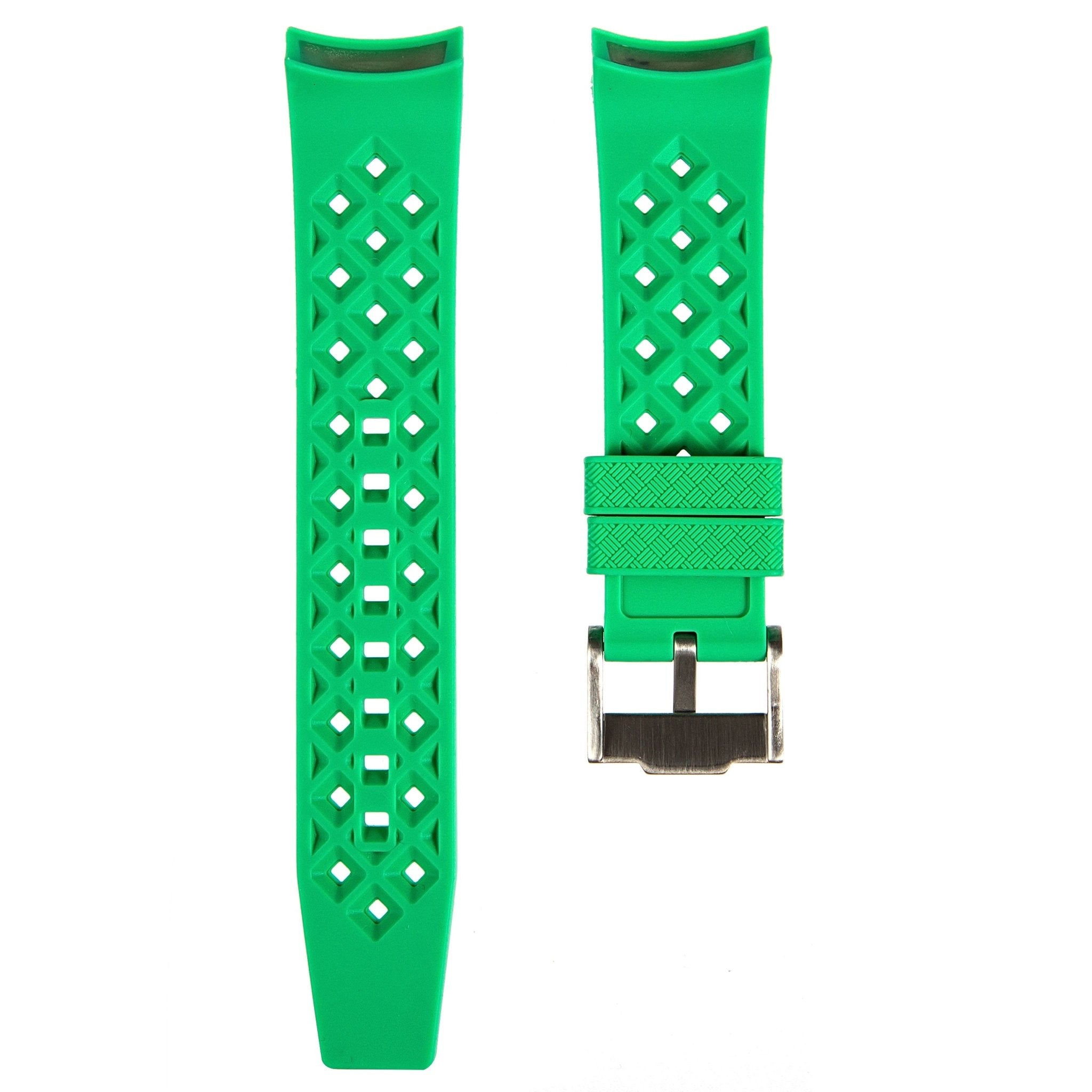 Vintage Tropical Curved End Premium Silicone Strap - Compatible with Blancpain x Swatch - Green (2415) -StrapSeeker