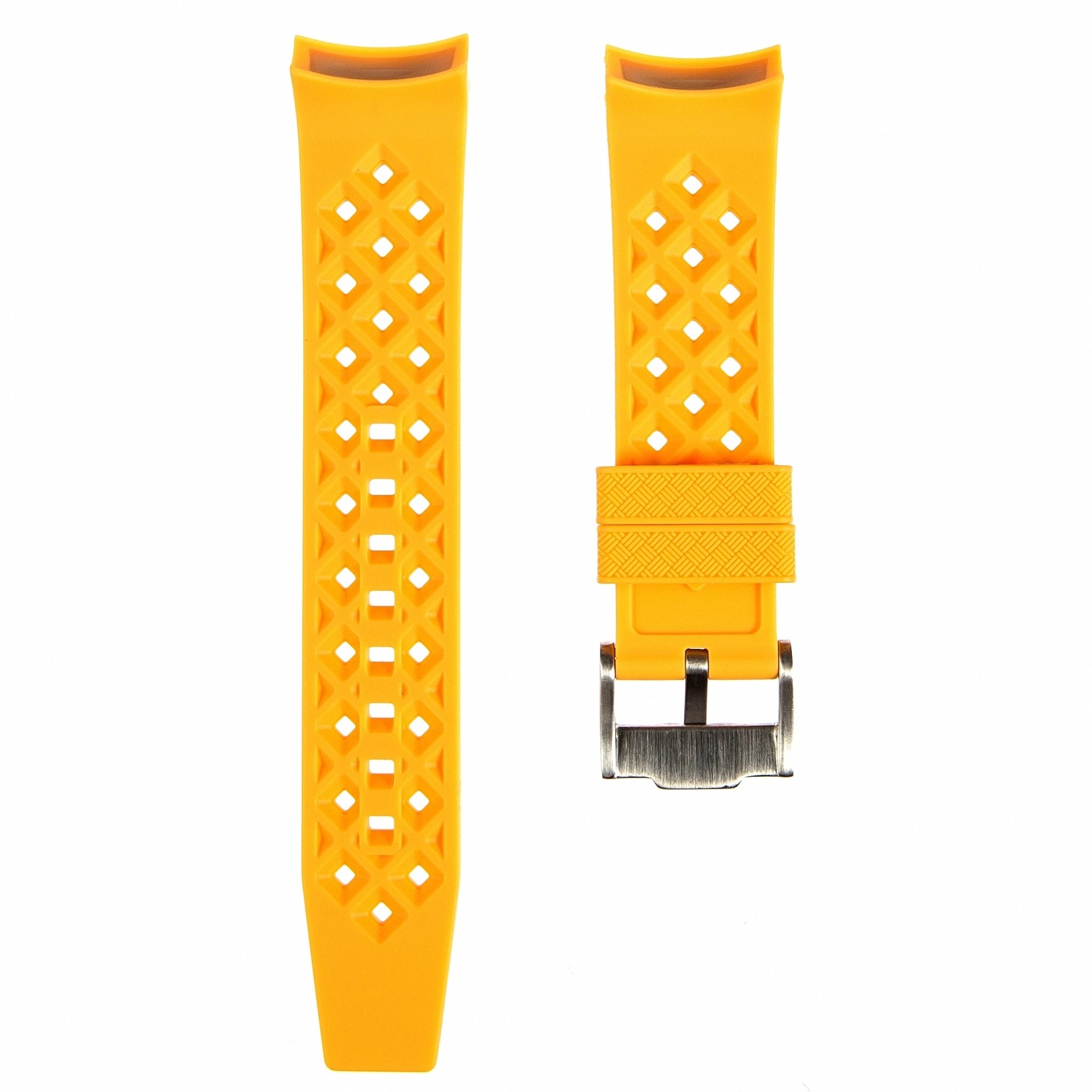 Vintage Tropical Curved End Premium Silicone Strap - Compatible with Blancpain x Swatch - Mustard Yellow (2415) -StrapSeeker