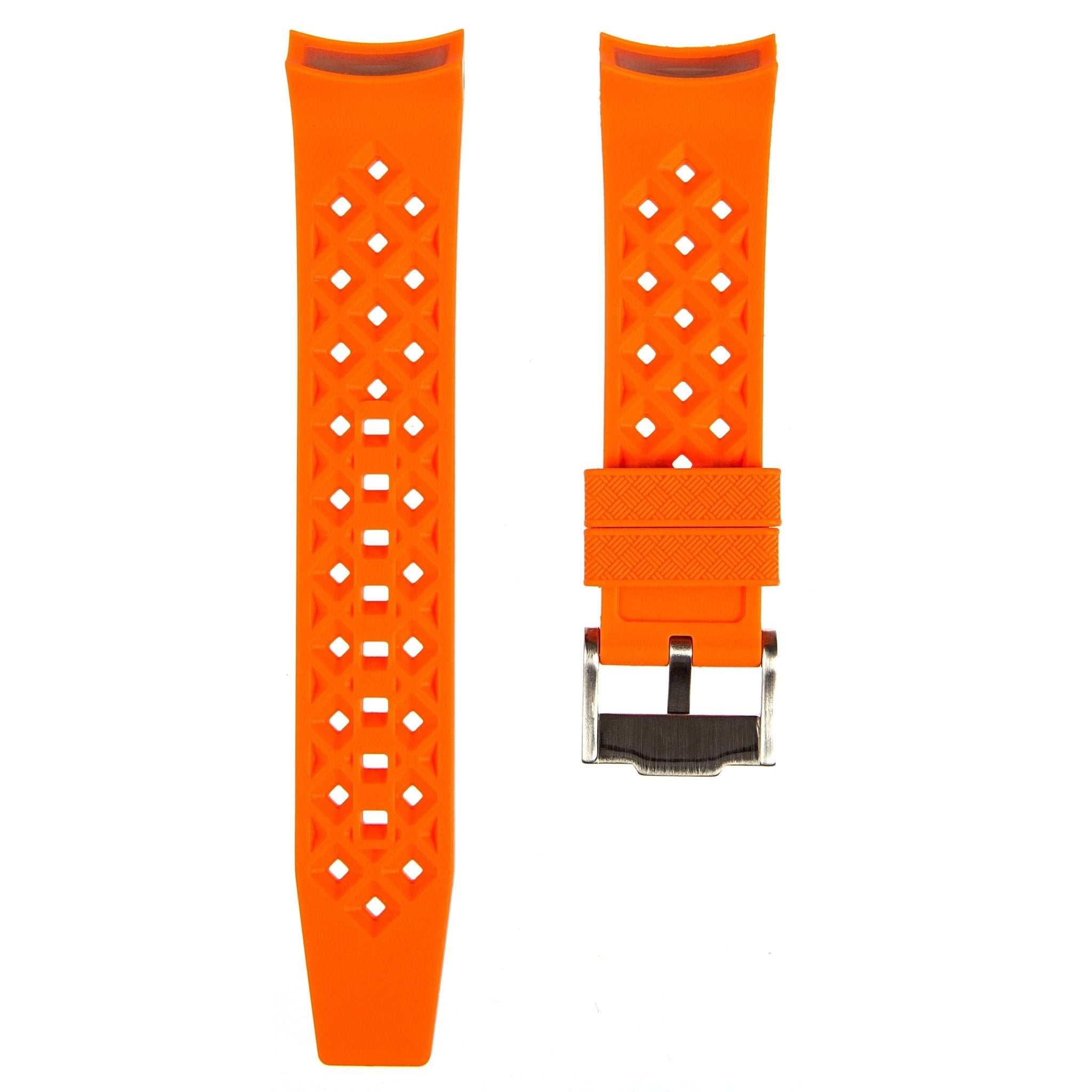 Vintage Tropical Curved End Premium Silicone Strap - Compatible with Blancpain x Swatch - Orange (2415) -StrapSeeker